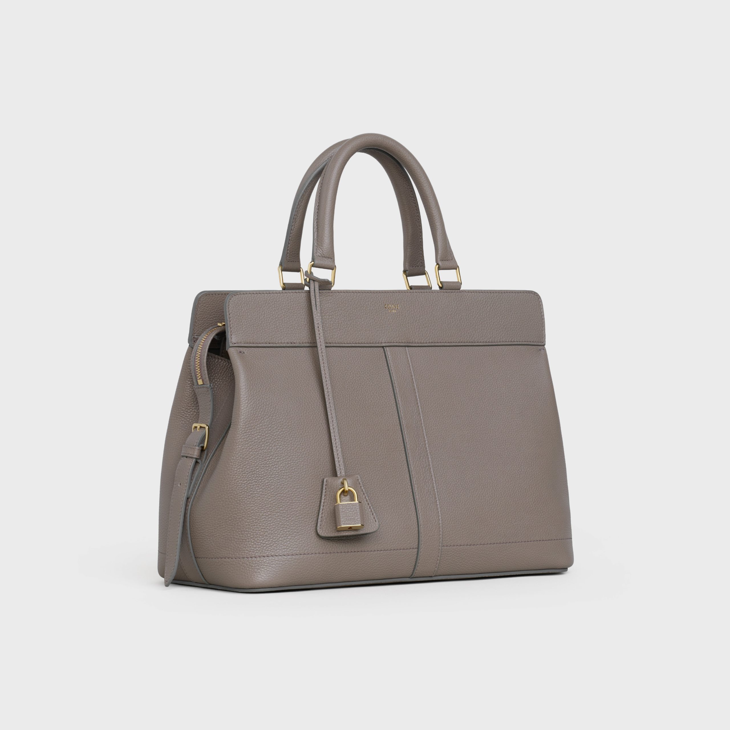 Celine Medium Cabas De France Bag In Grained Calfskin – Pebble – 192663CRE.10BL