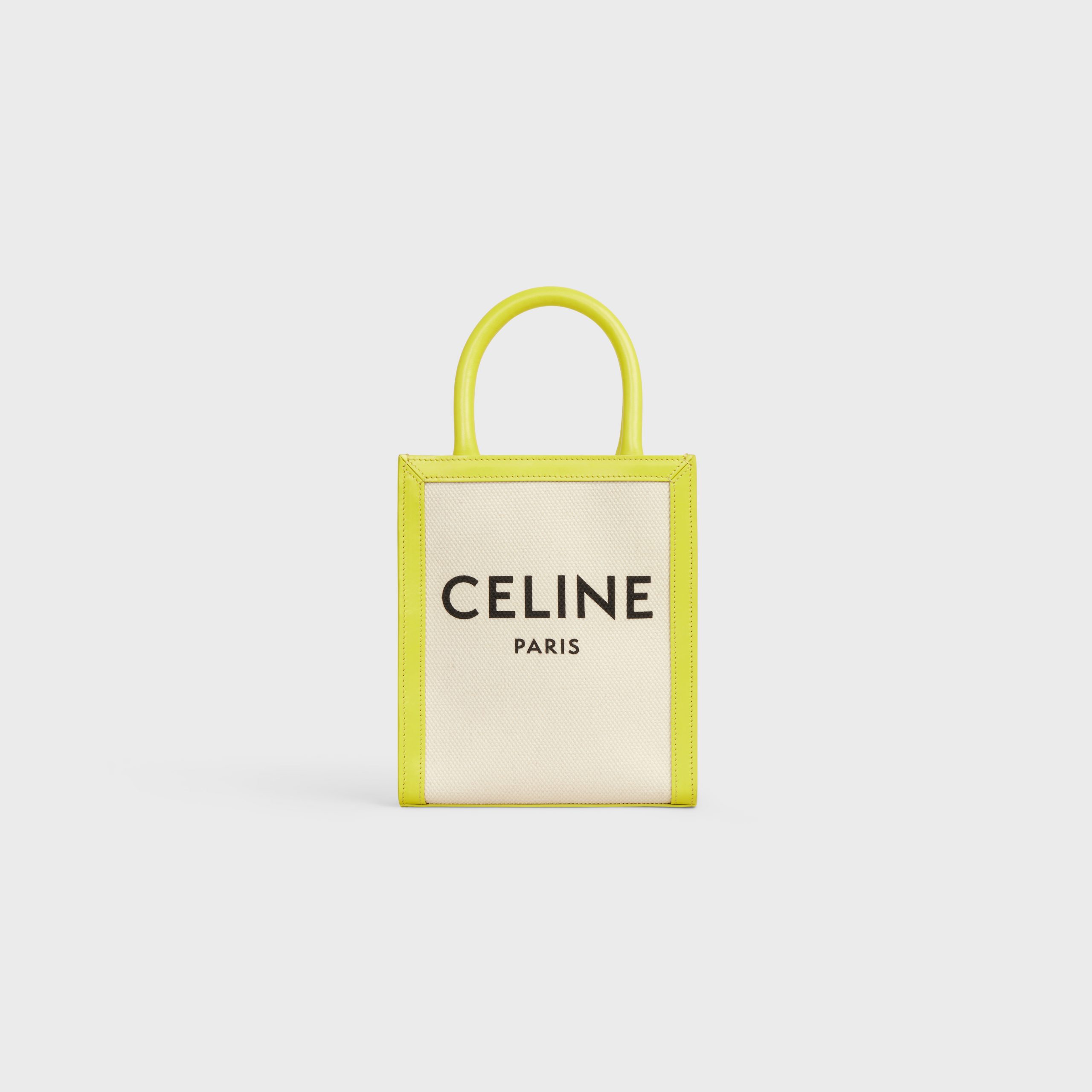 Celine Mini Vertical Cabas Celine In Textile With Celine Print And Calfskin – Naturel / Anis – 193302BNZ.02IS
