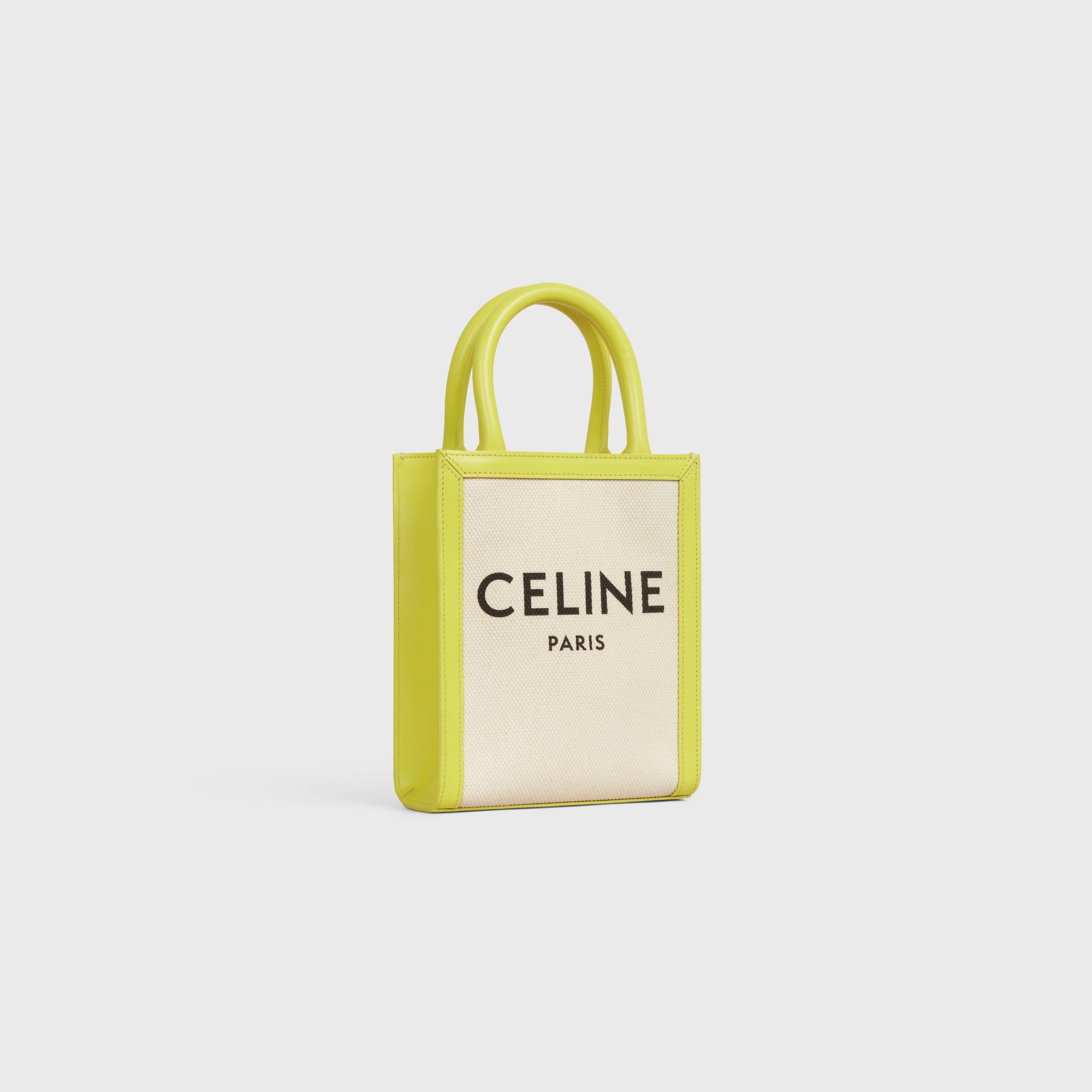 Celine Mini Vertical Cabas Celine In Textile With Celine Print And Calfskin – Naturel / Anis – 193302BNZ.02IS