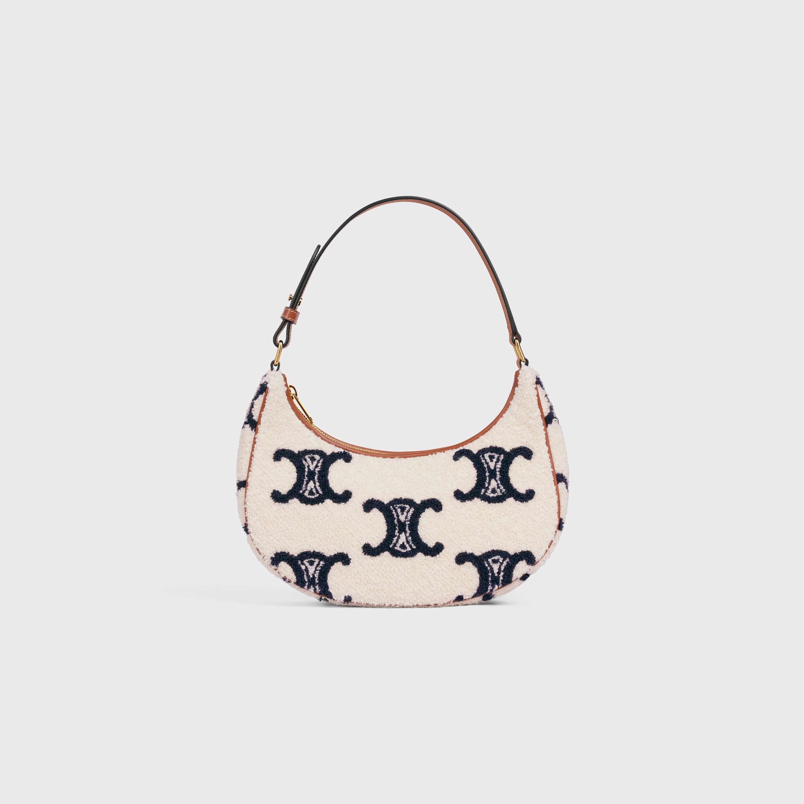 Celine Ava Bag In Embroidered Bouclette Textile With Triomphe – Navy / Tan – 193952DT6.07AT