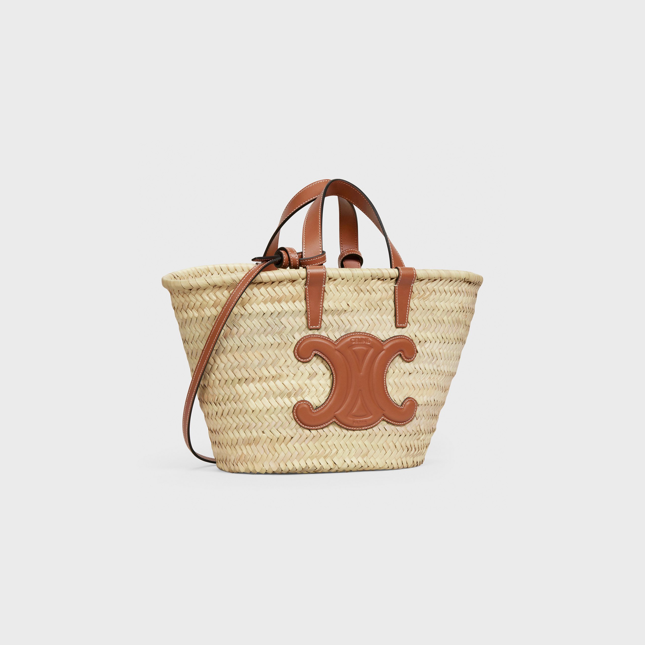 Celine Teen Triomphe Celine Classic Panier In Palm Leaves And Calfskin – Tan – 194002CGG.04LU