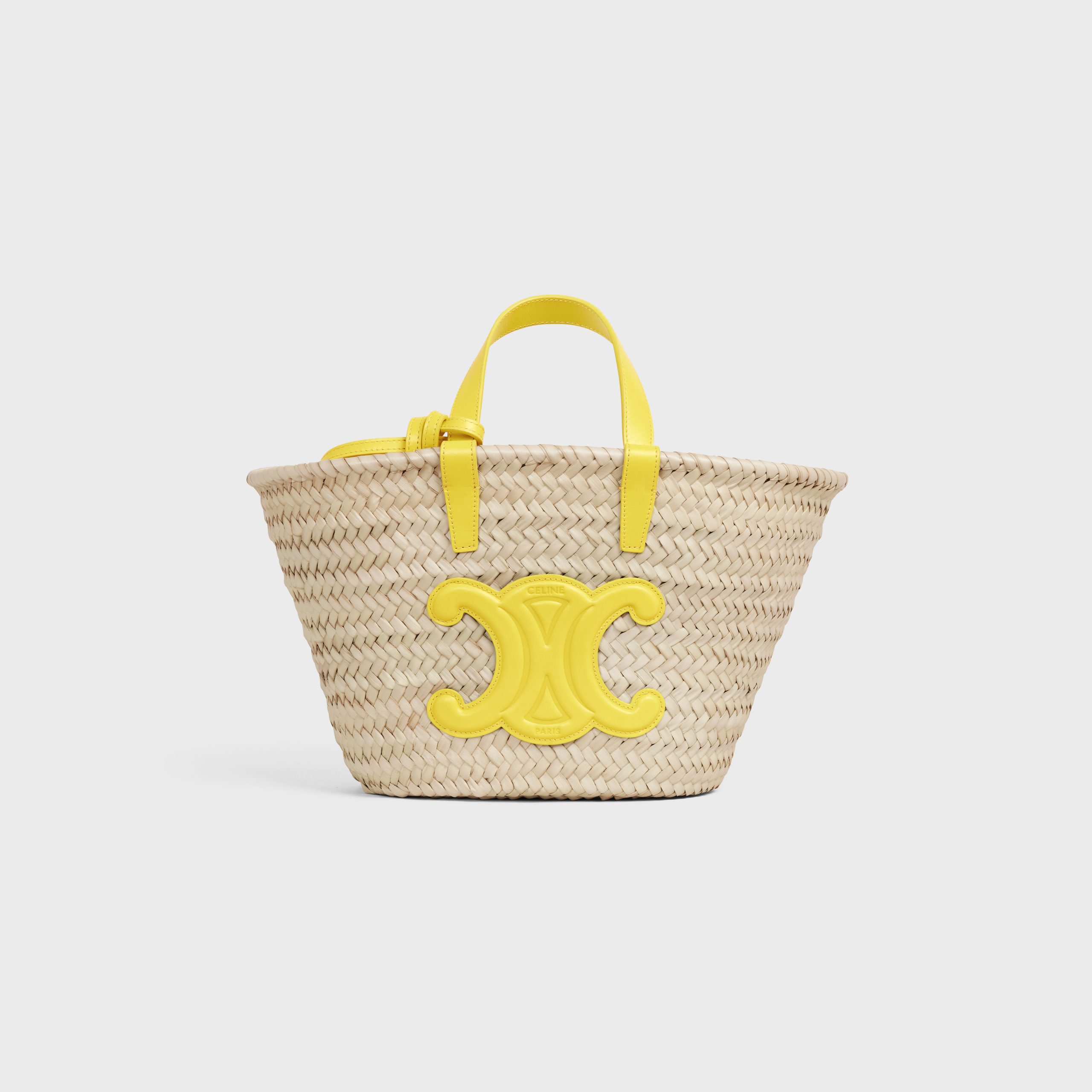 Celine Teen Triomphe Celine Classic Panier In Palm Leaves And Calfskin – Anis – 194002CGG.11AN