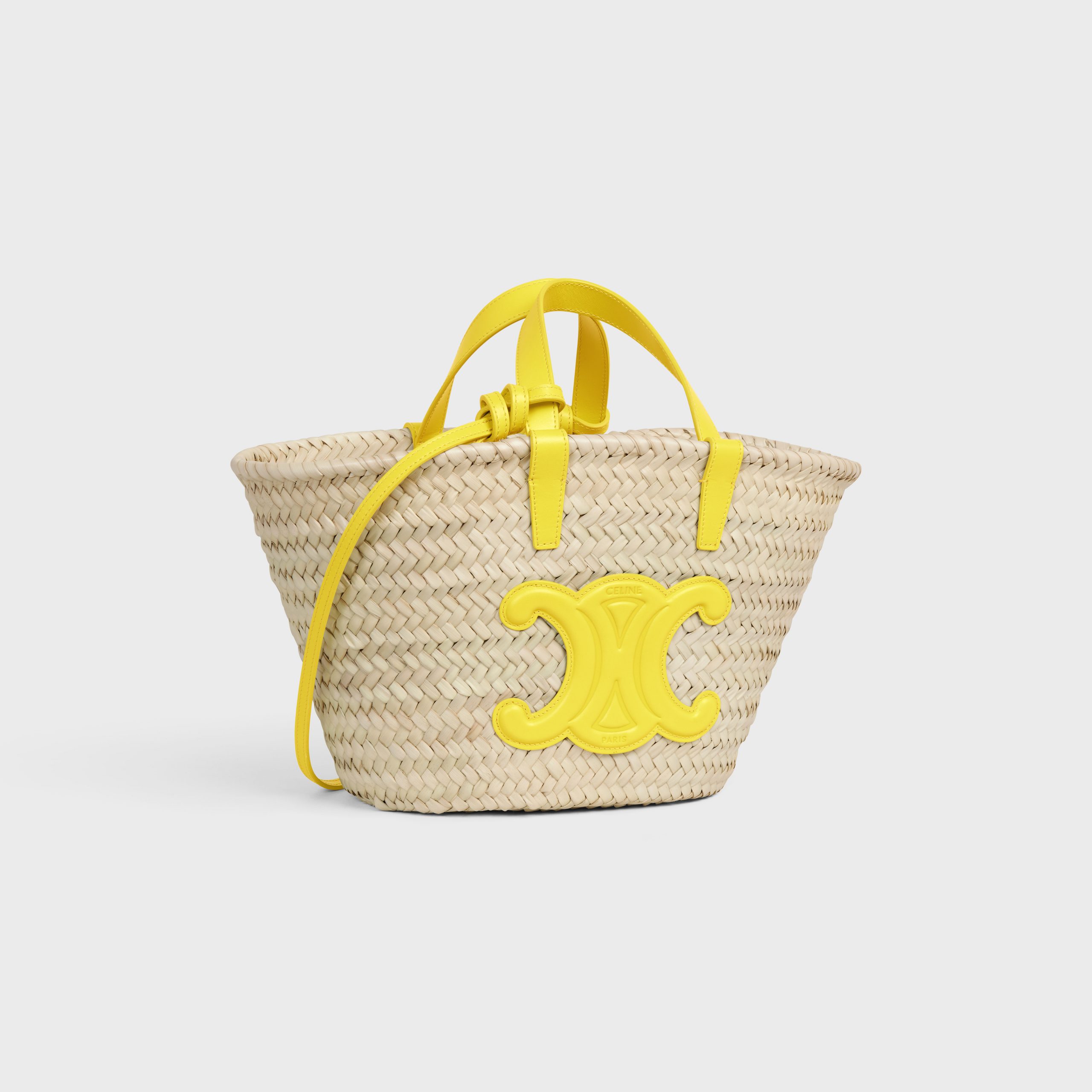 Celine Teen Triomphe Celine Classic Panier In Palm Leaves And Calfskin – Anis – 194002CGG.11AN