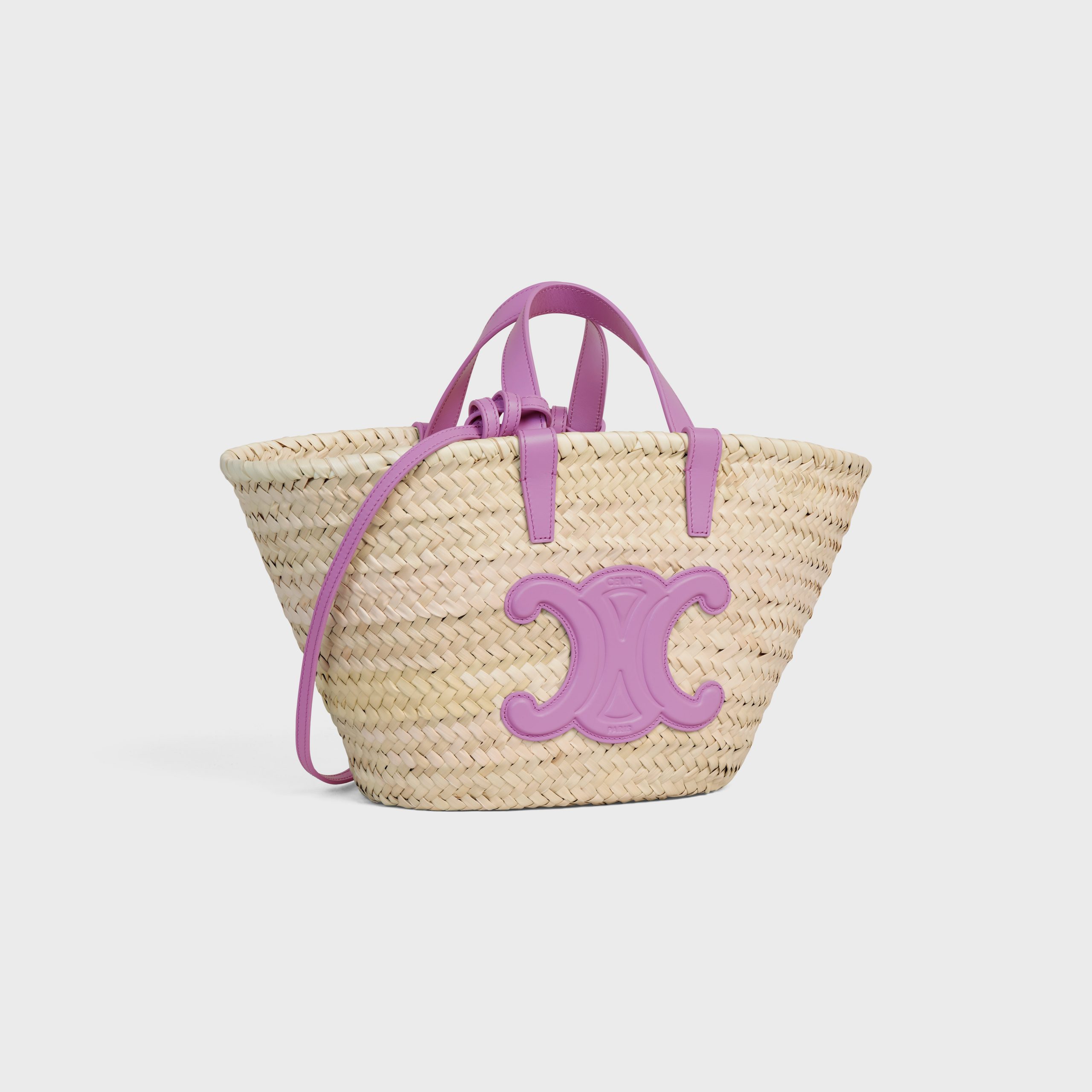 Celine Teen Triomphe Celine Classic Panier In Palm Leaves And Calfskin – Mauve – 194002CGG.32MV