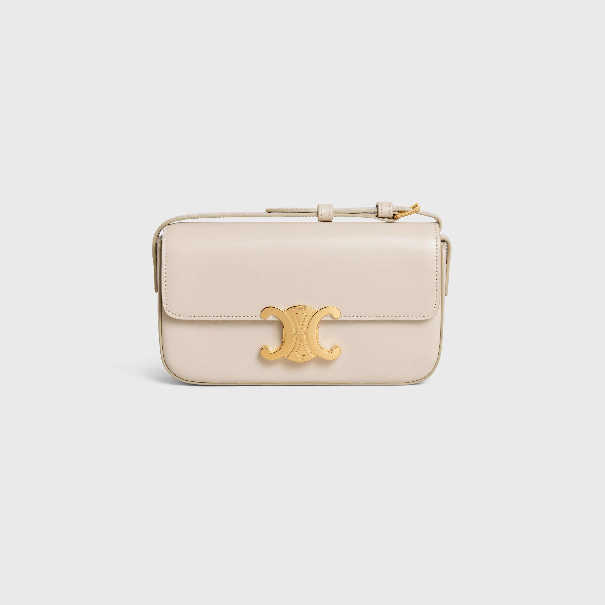 Celine Triomphe Shoulder Bag In Shiny Calfskin – Ivory – 194143BF4.01IV