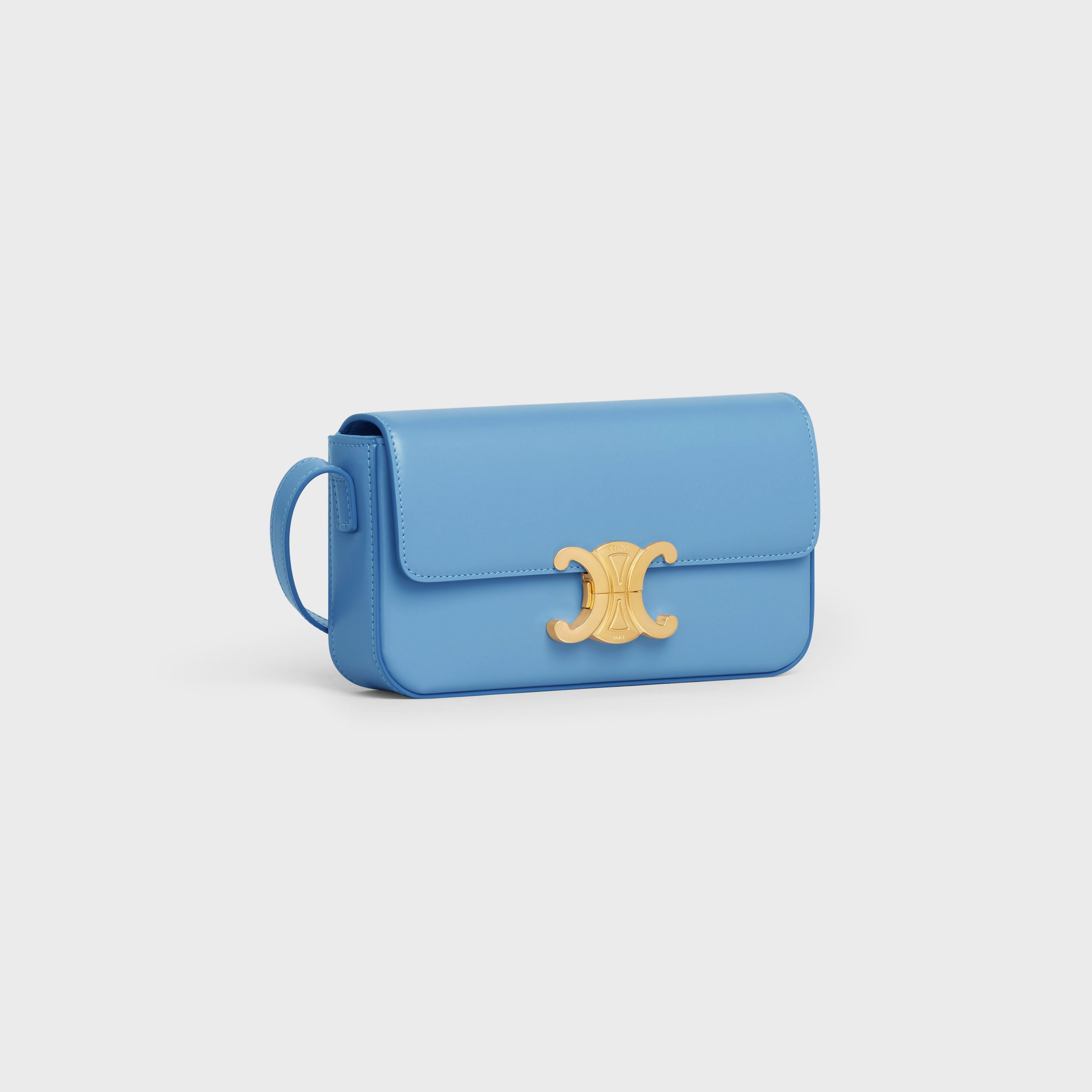 Celine Triomphe Shoulder Bag In Shiny Calfskin – Azure – 194143BF4.07ZA