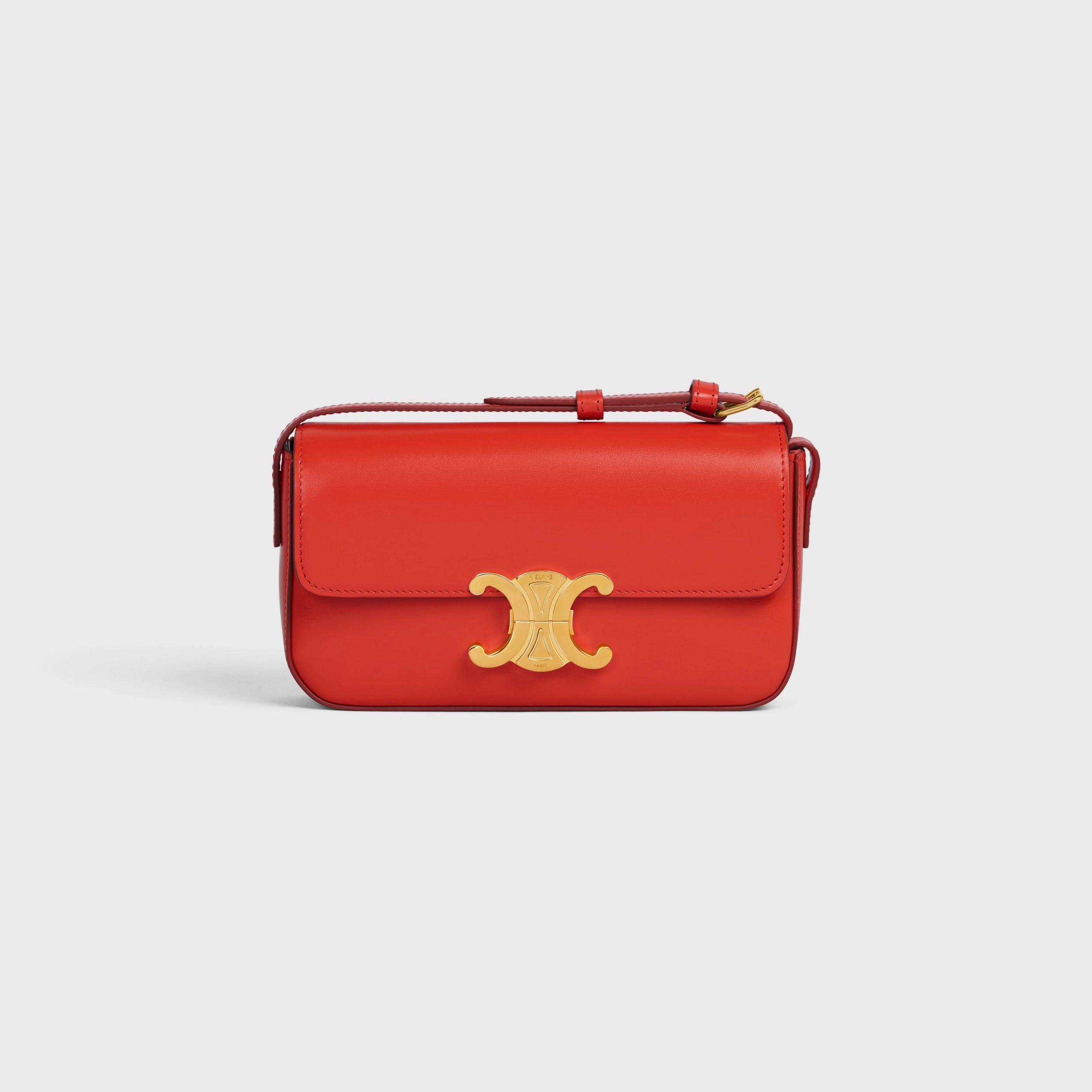 Celine Triomphe Shoulder Bag In Shiny Calfskin – Bright Red – 194143BF4.27BR