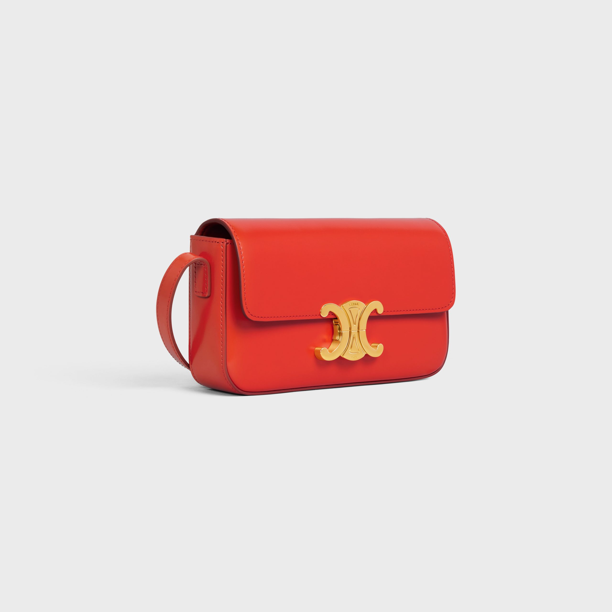 Celine Triomphe Shoulder Bag In Shiny Calfskin – Bright Red – 194143BF4.27BR