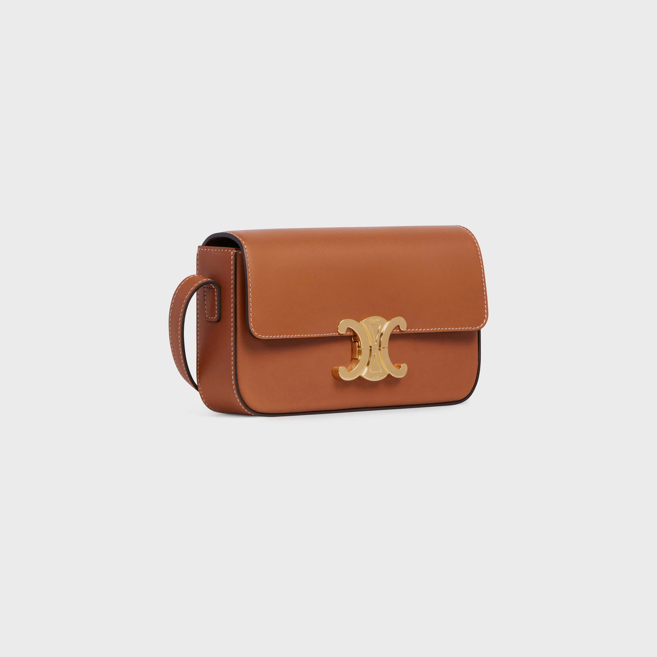 Celine Triomphe Shoulder Bag In Natural Calfskin – Tan – 194143BFN.04LU