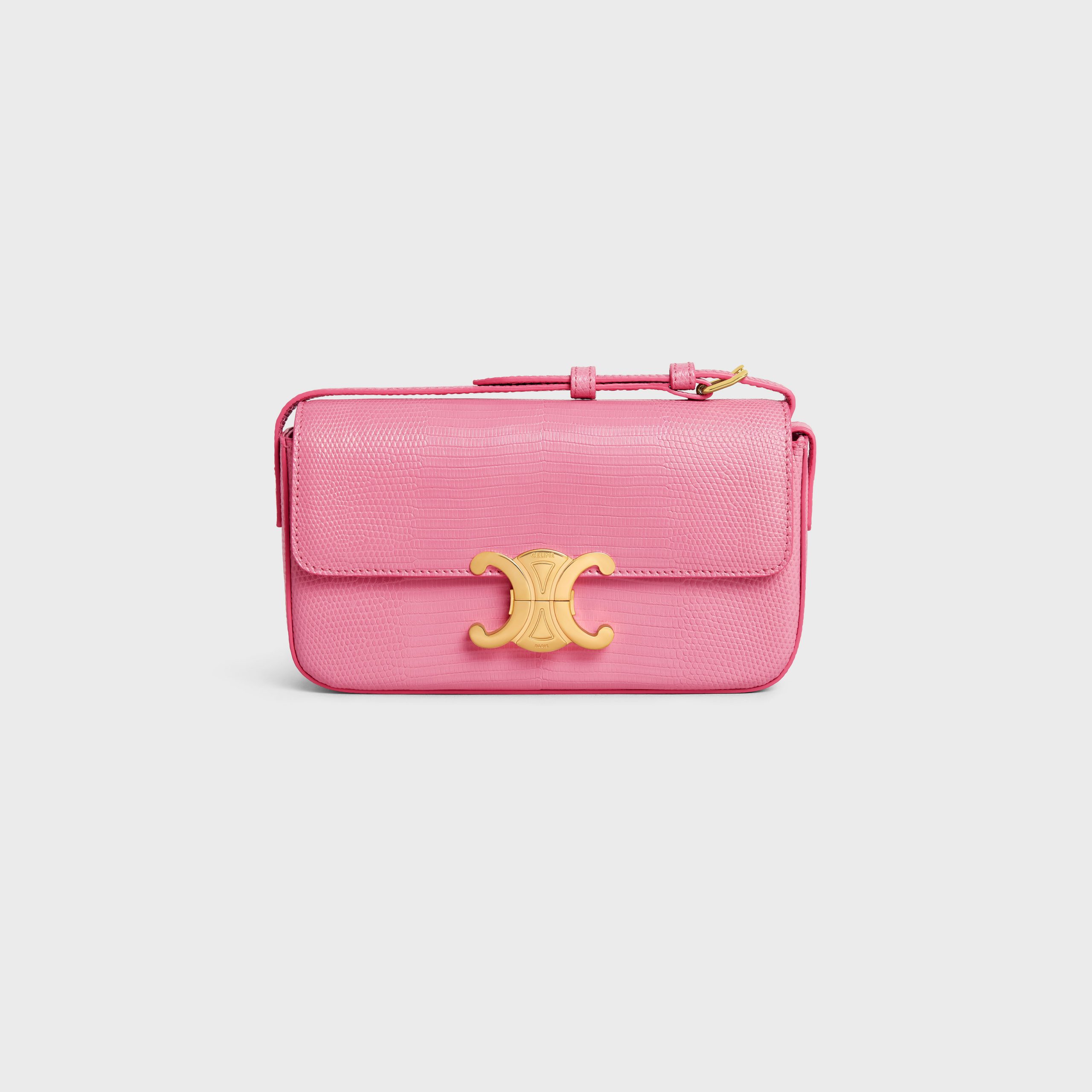 Celine Triomphe Shoulder Bag In Lizard – Flamingo – 194144BFJ.25FO