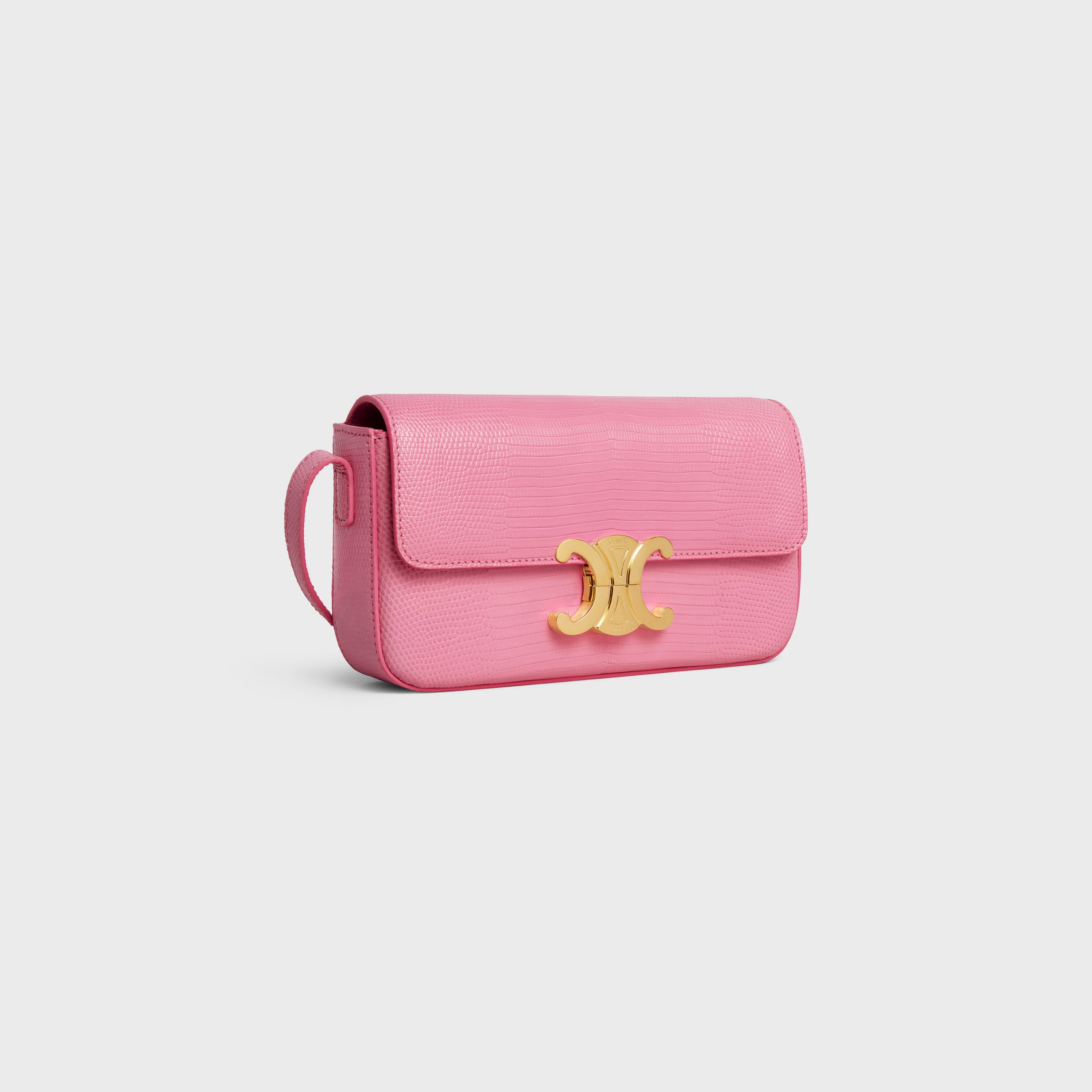 Celine Triomphe Shoulder Bag In Lizard – Flamingo – 194144BFJ.25FO