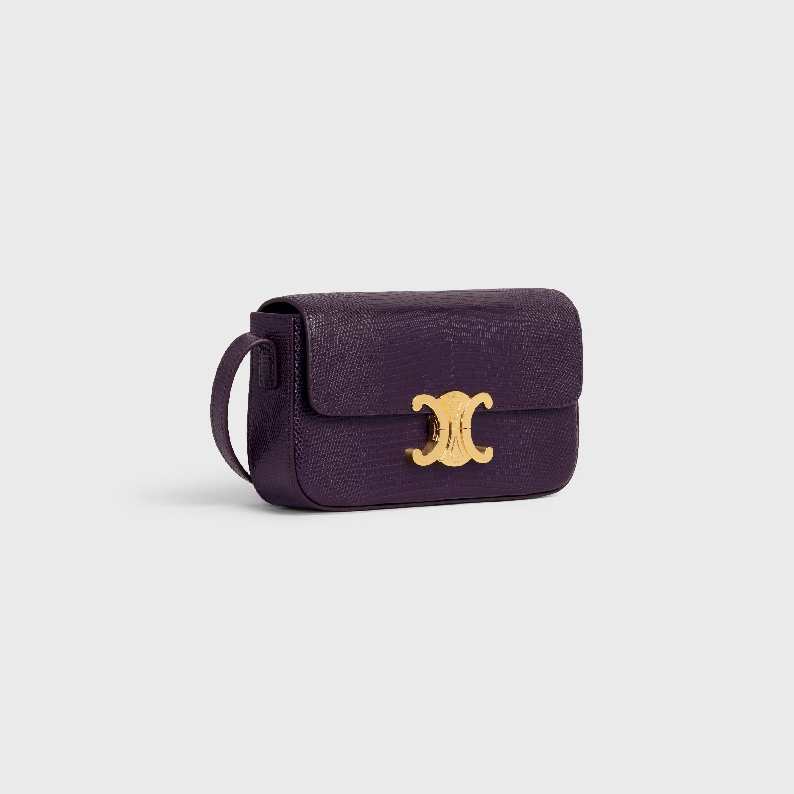 Celine Triomphe Shoulder Bag In Lizard – Aubergine – 194144BFJ.28AU