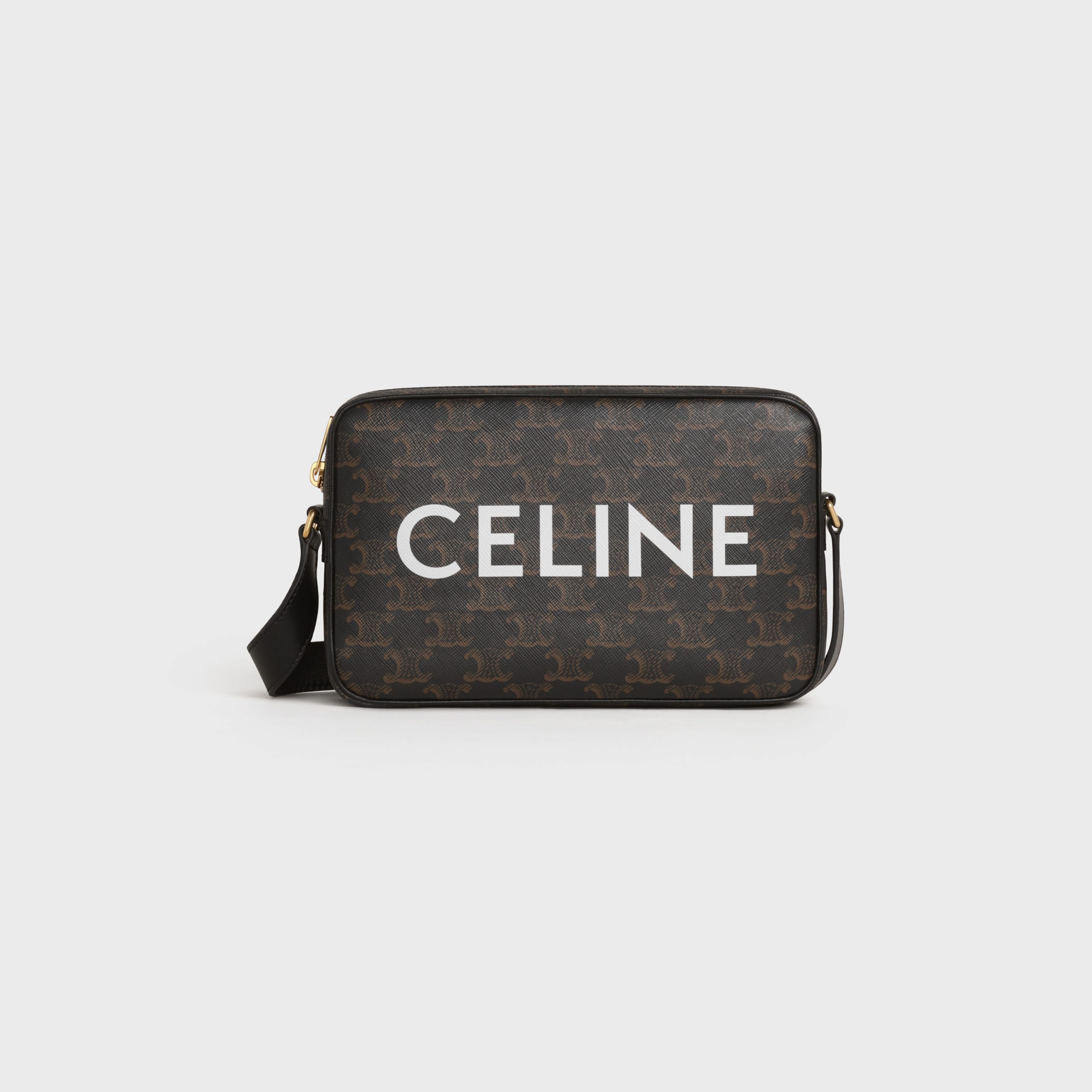 Celine Medium Messenger Bag In Triomphe Canvas With Celine Print – Black – 194502CIM.38NO