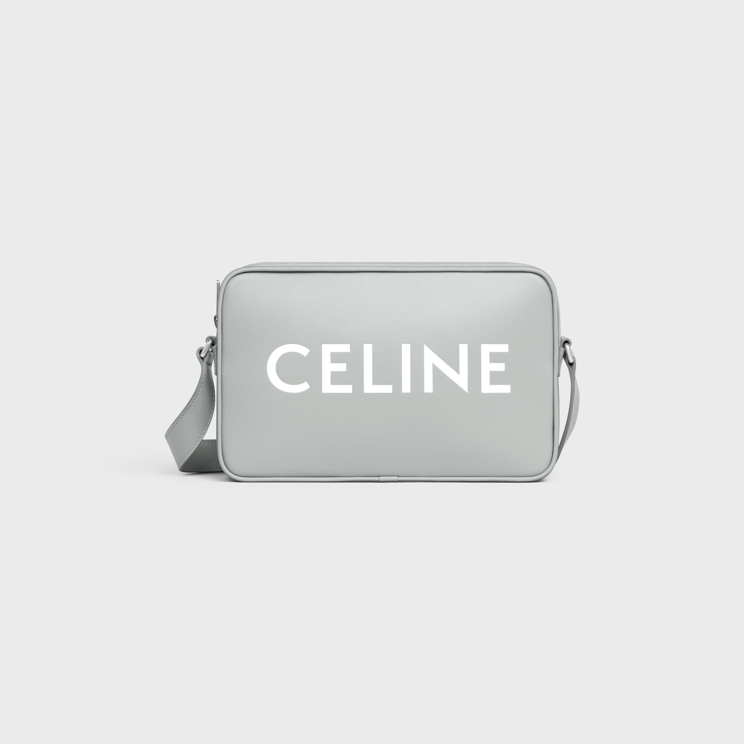 Celine Medium Messenger Bag In Smooth Calfskin With Celine Print – Pale Grey – 194503DOT.10PG