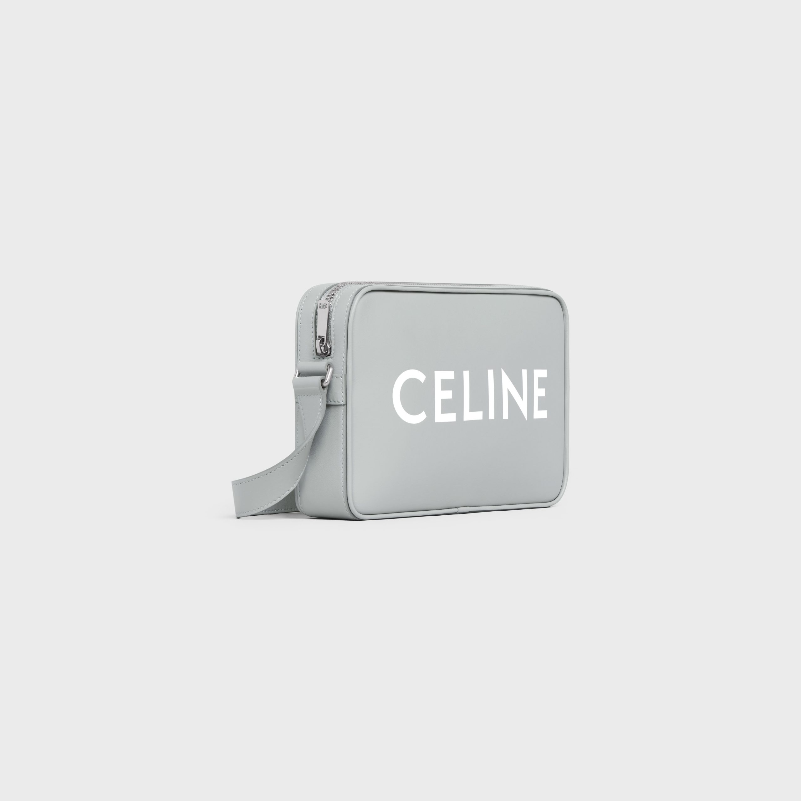 Celine Medium Messenger Bag In Smooth Calfskin With Celine Print – Pale Grey – 194503DOT.10PG