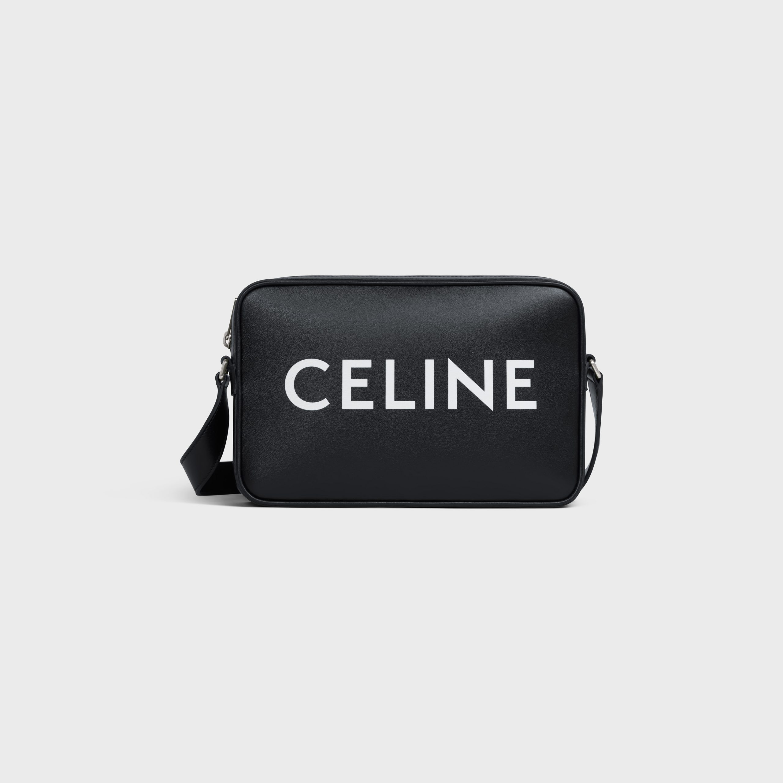 Celine Medium Messenger Bag In Smooth Calfskin With Celine Print – Black – 194503DOT.38SI