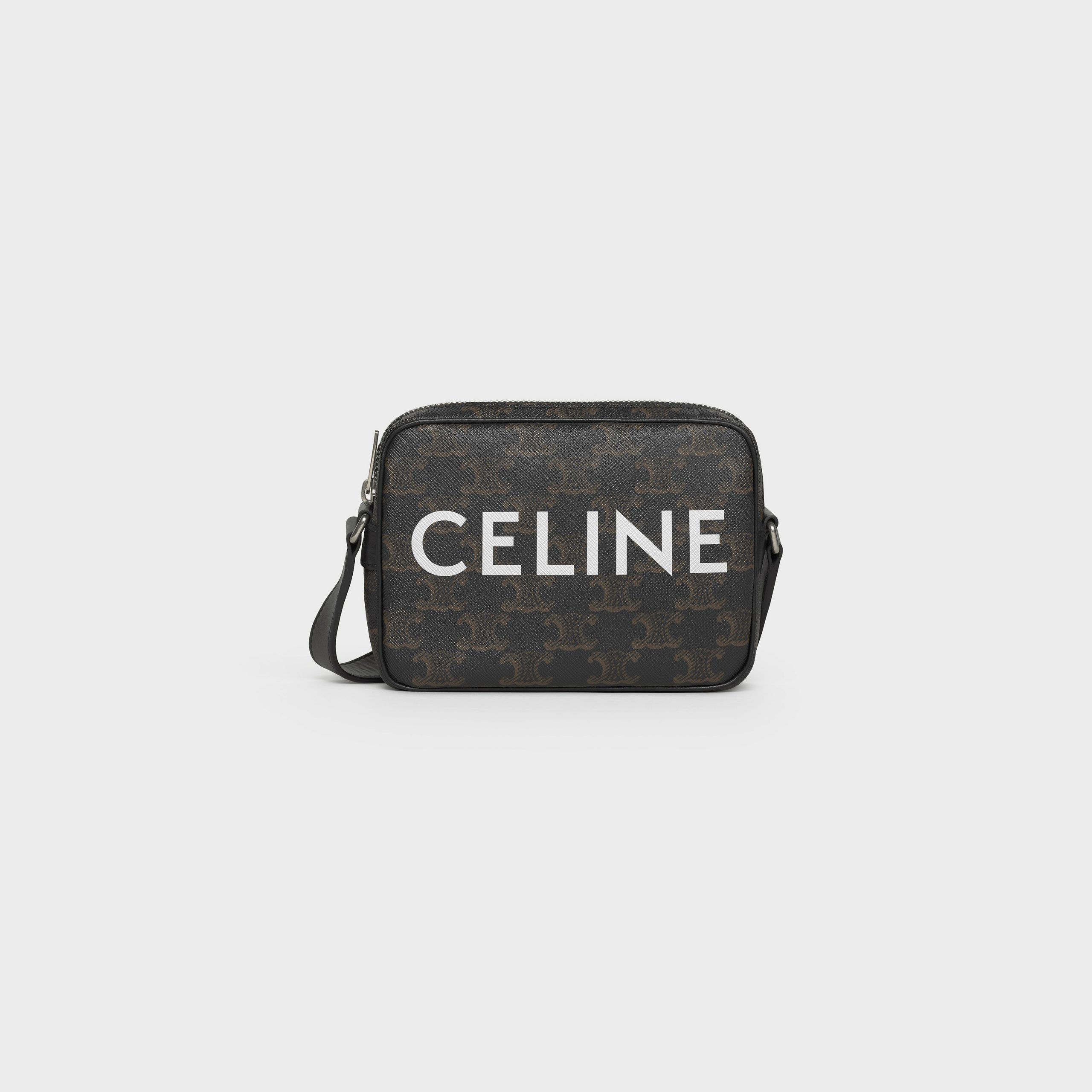 Celine Mini Messenger In Triomphe Canvas With Celine Print – Black – 194512CIM.38SI