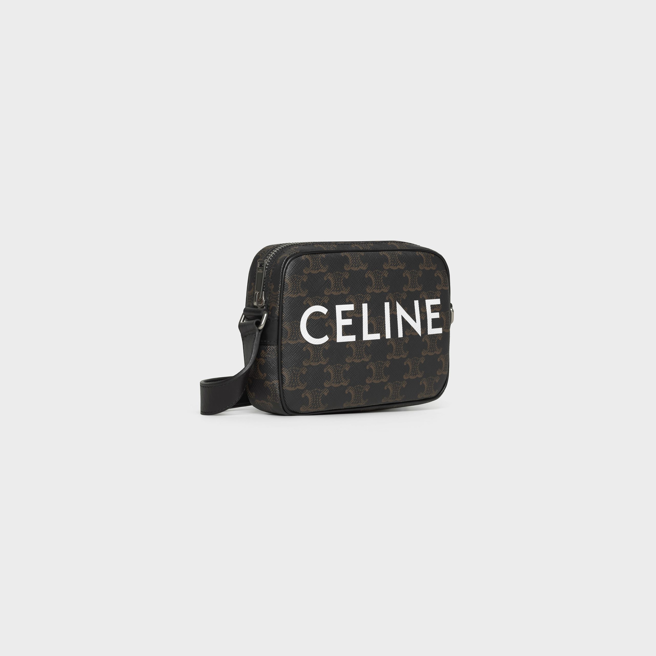 Celine Mini Messenger In Triomphe Canvas With Celine Print – Black – 194512CIM.38SI