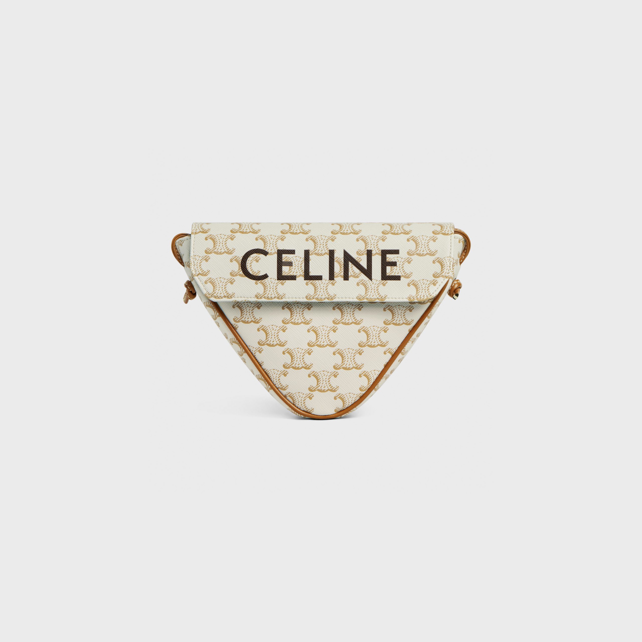 Celine Triangle Bag In Triomphe Canvas With Celine Print – White – 195902BZK.01BC