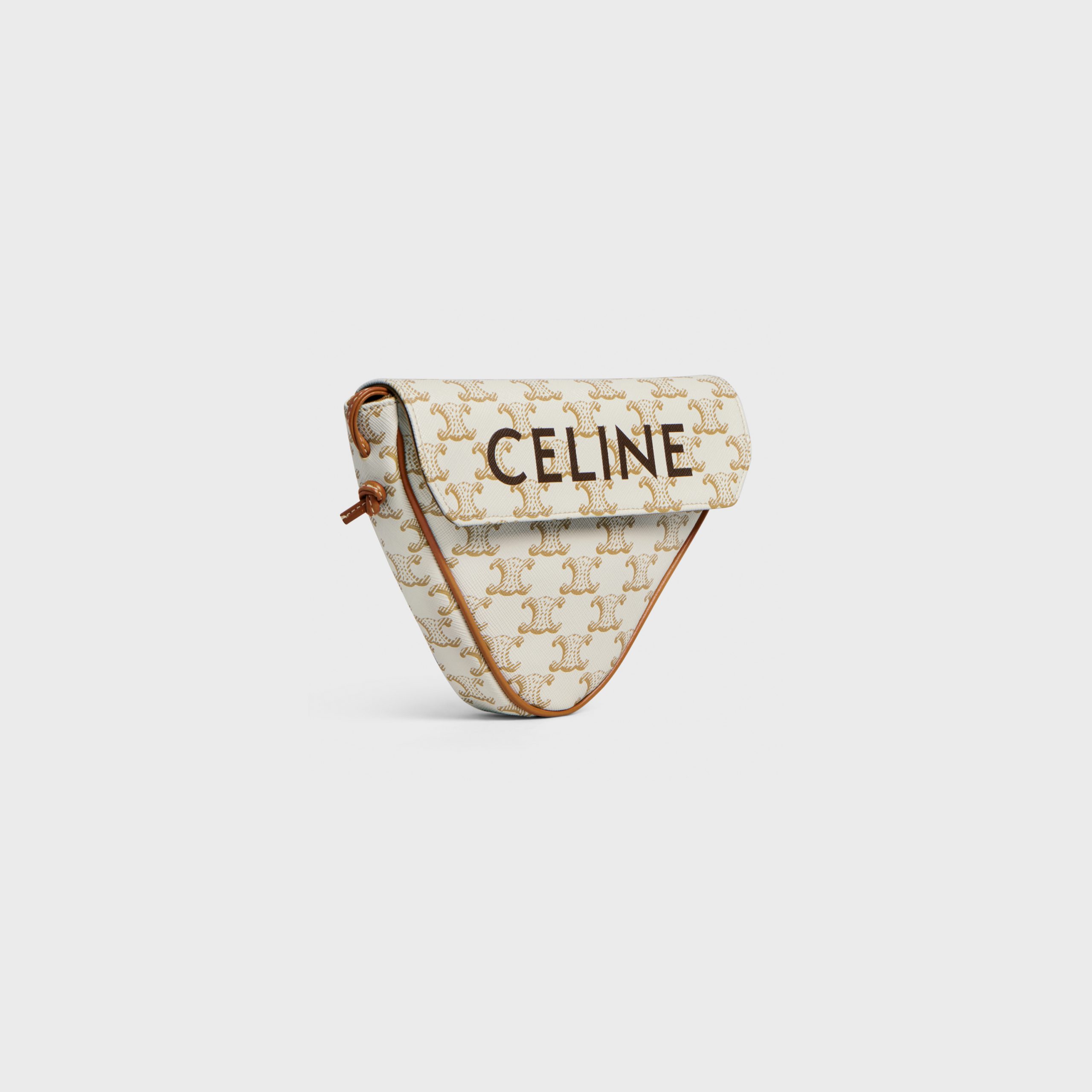 Celine Triangle Bag In Triomphe Canvas With Celine Print – White – 195902BZK.01BC