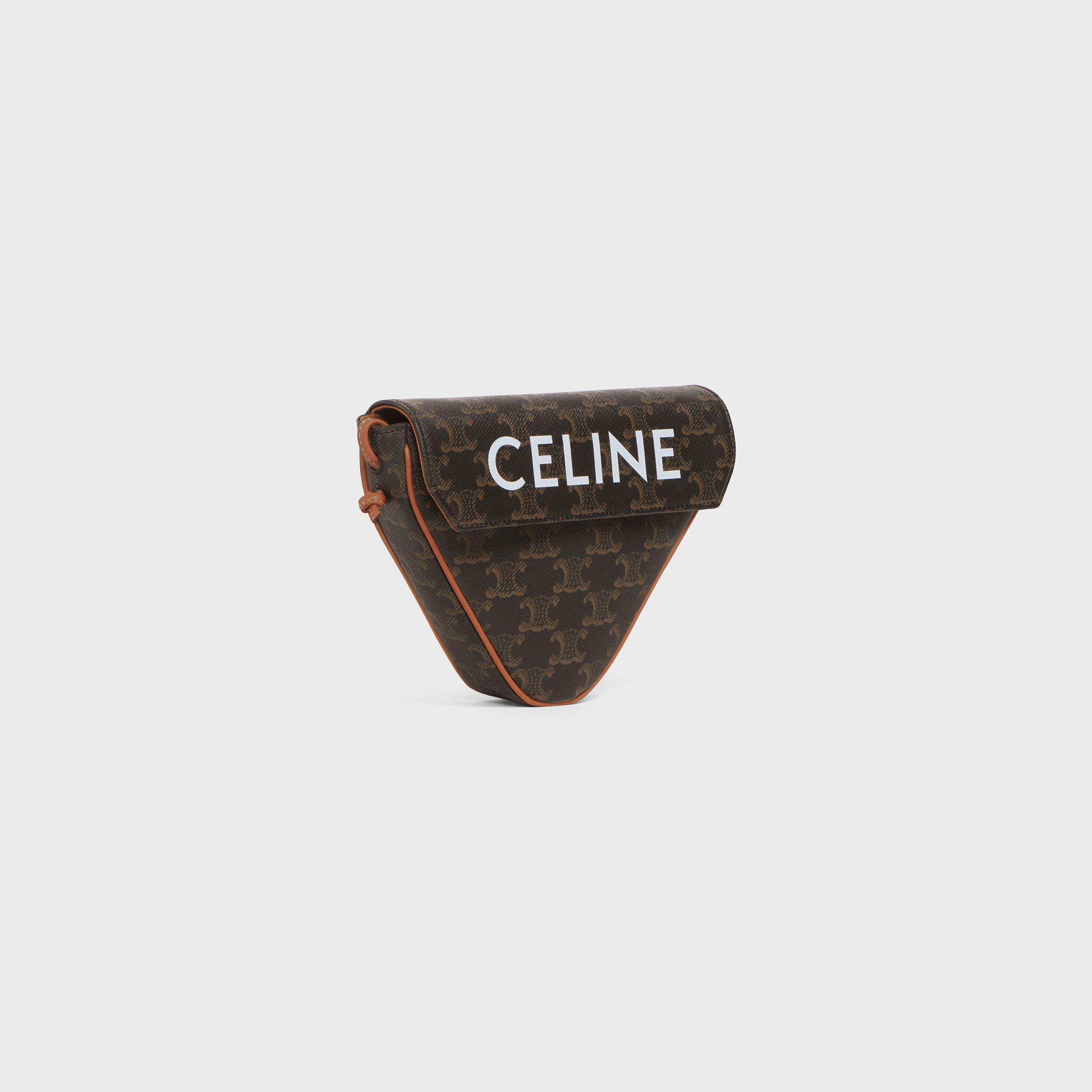 Celine Triangle Bag In Triomphe Canvas With Celine Print – Tan – 195902BZK.04LI