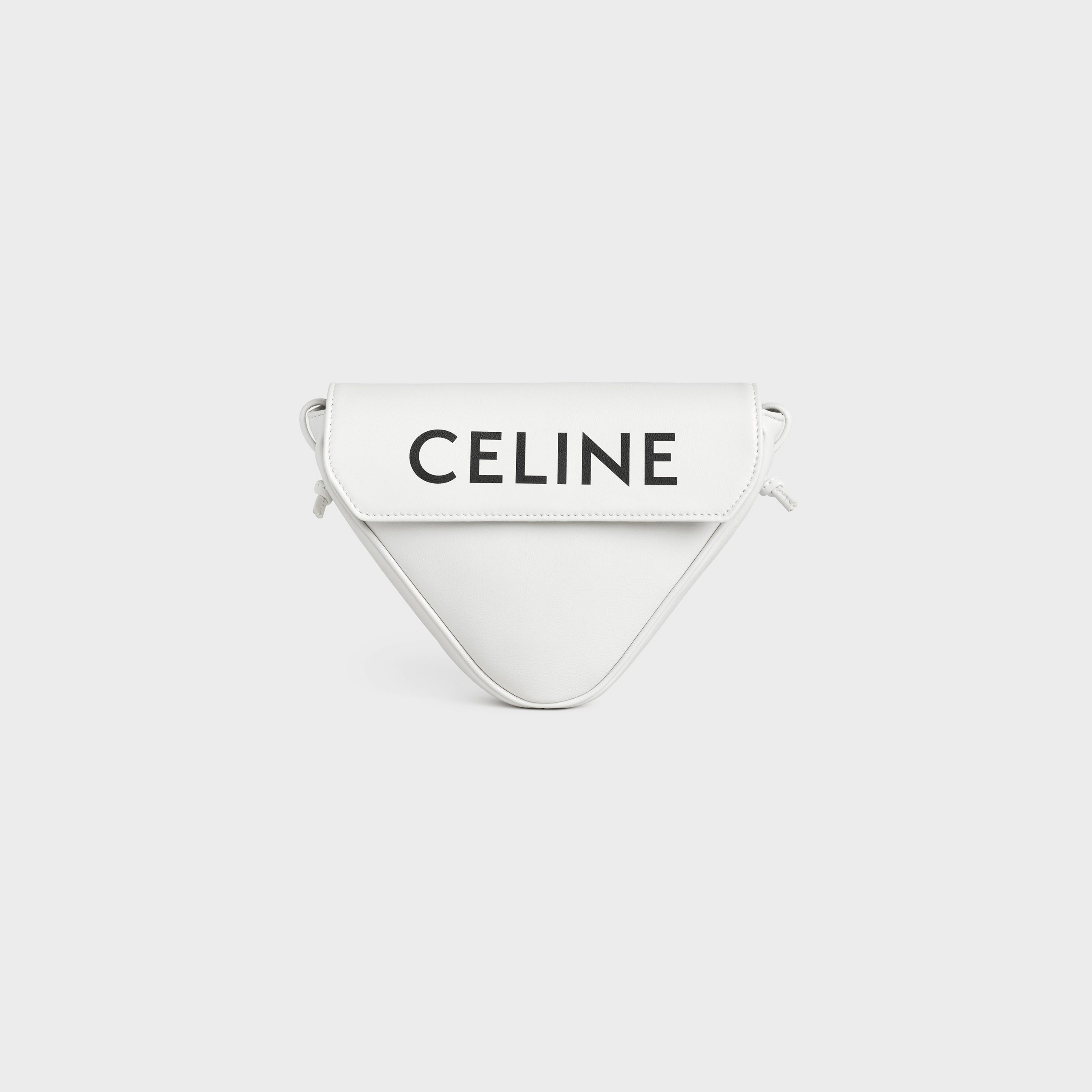 Celine Triangle Bag In Smooth Calfskin With Celine Print – White – 195903DCS.01BC