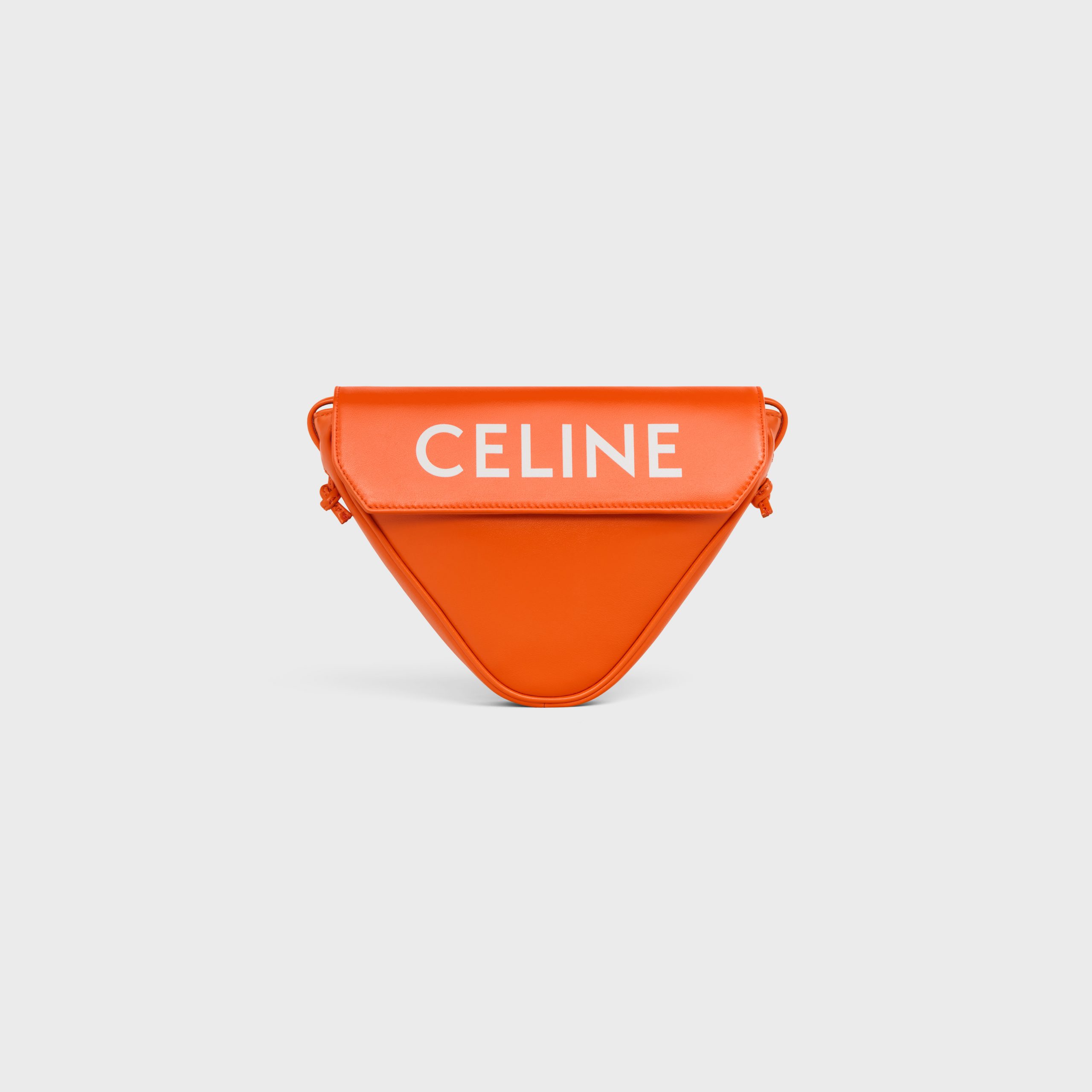 Celine Triangle Bag In Smooth Calfskin With Celine Print – Fluo Orange – 195903DCS.11OF