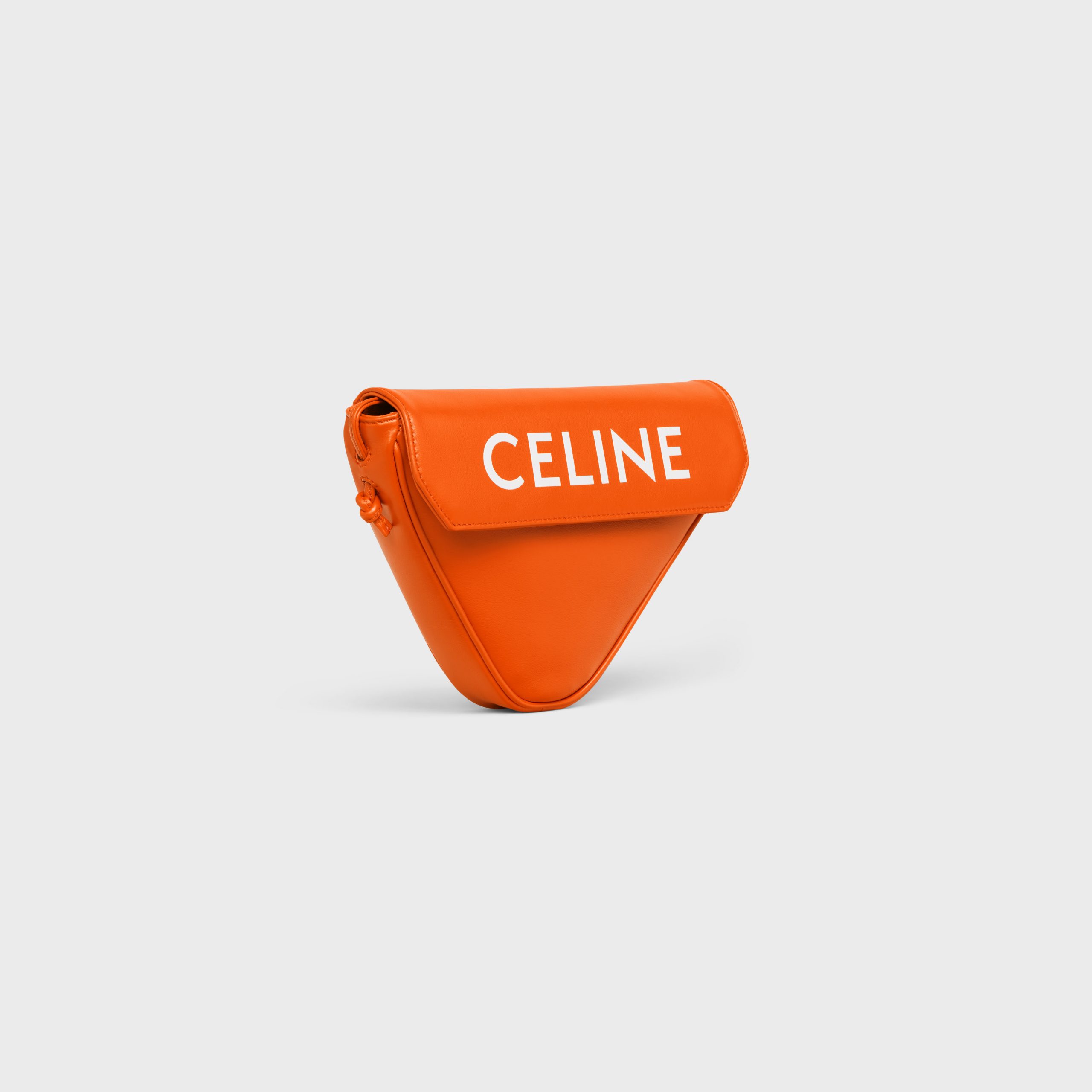 Celine Triangle Bag In Smooth Calfskin With Celine Print – Fluo Orange – 195903DCS.11OF