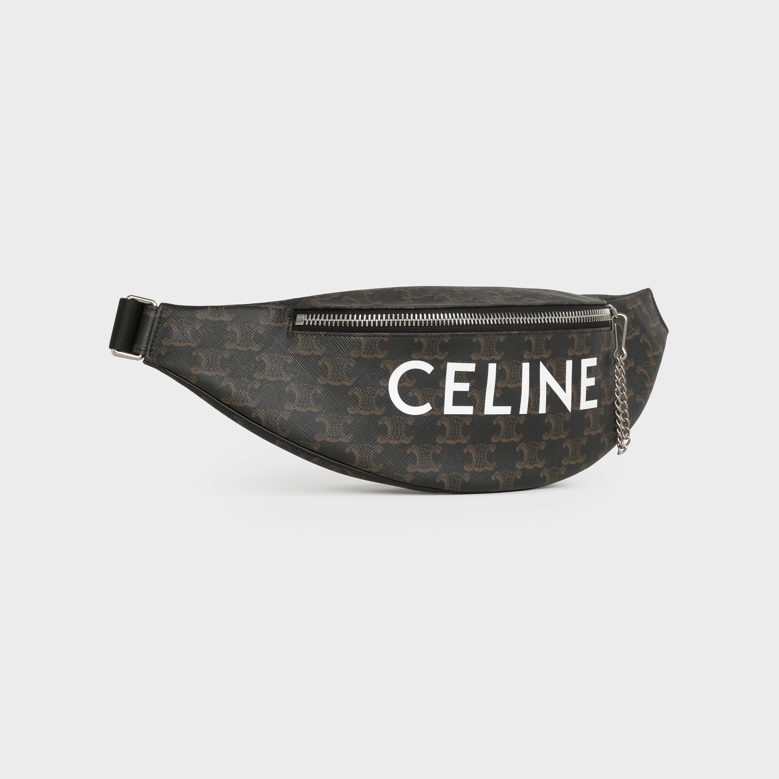 Celine Belt Bag In Triomphe Canvas With Celine Print – Black / Black – 195972DFV.38NN