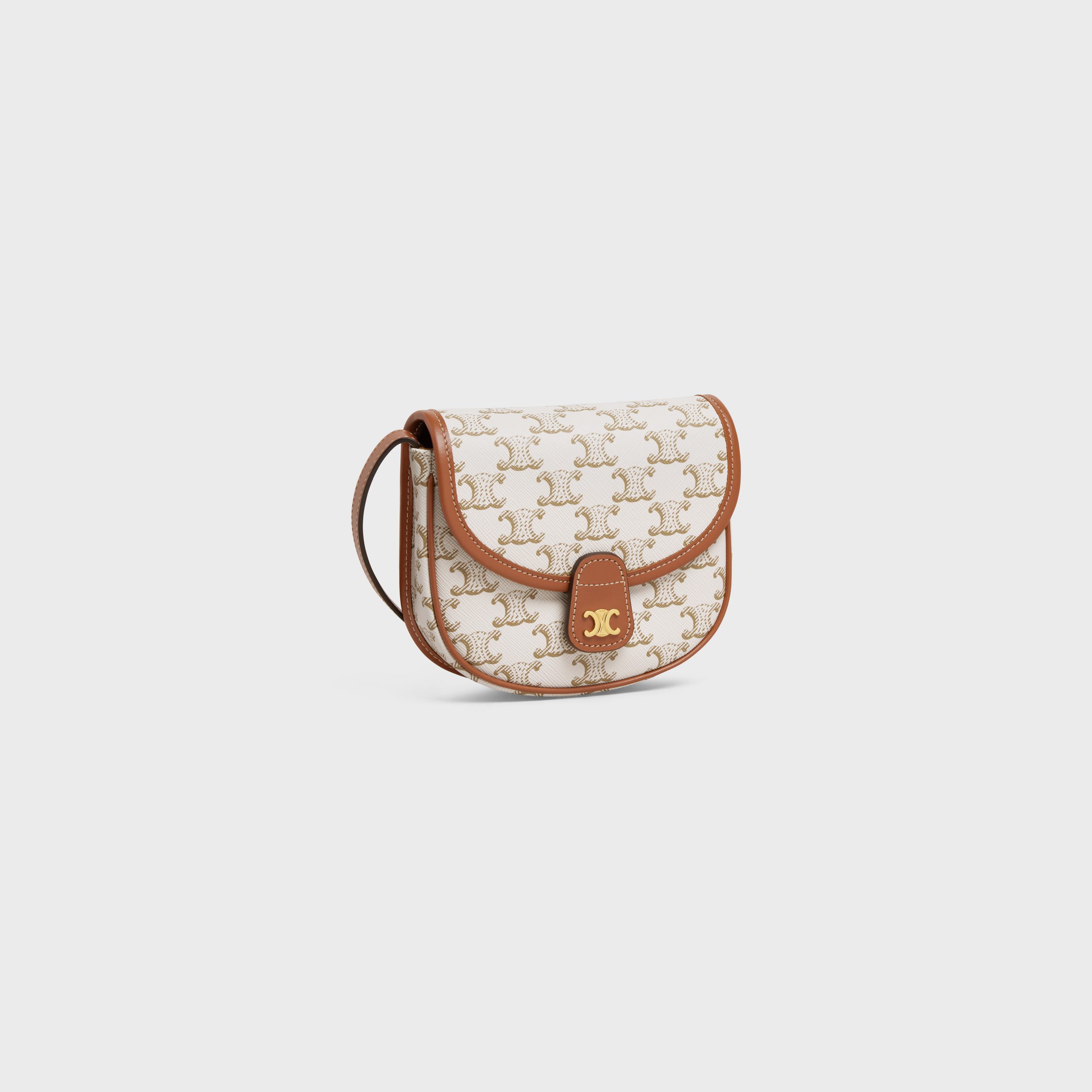 Celine Mini Besace In Triomphe Canvas And Calfskin – White – 196702BZJ.01BC