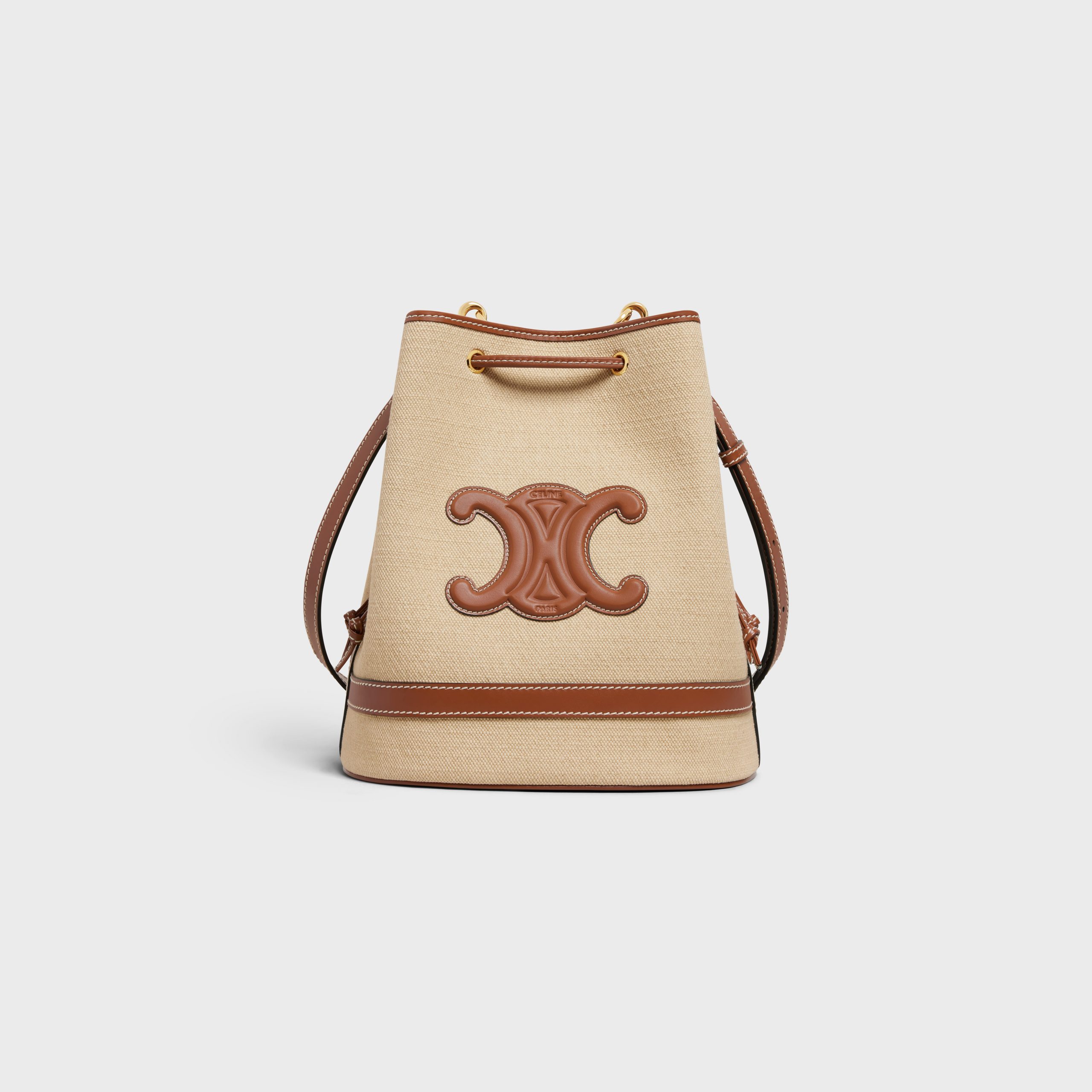 Celine Seau Marin In Textile And Calfskin – Natural / Tan – 196752DJK.02NT