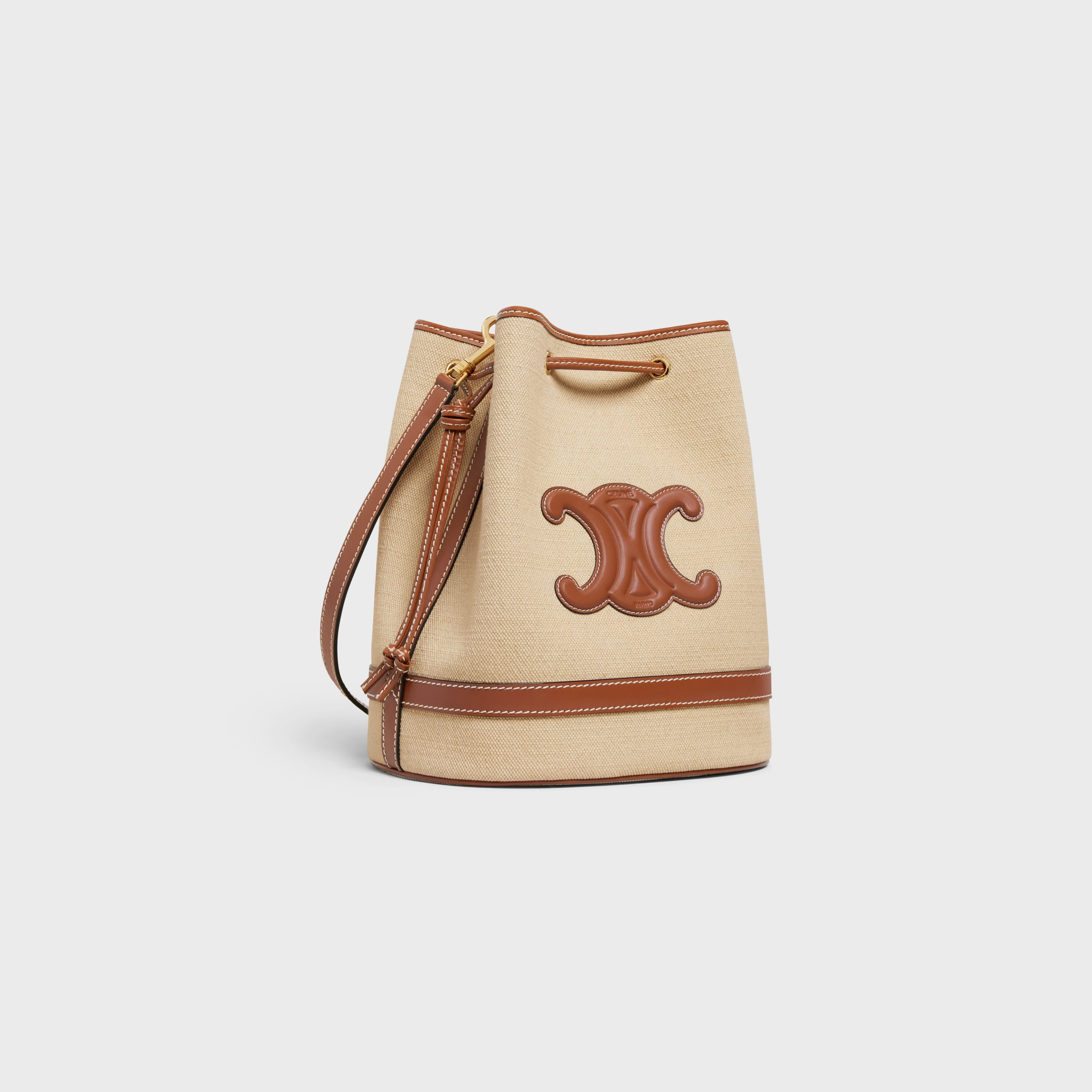 Celine Seau Marin In Textile And Calfskin – Natural / Tan – 196752DJK.02NT