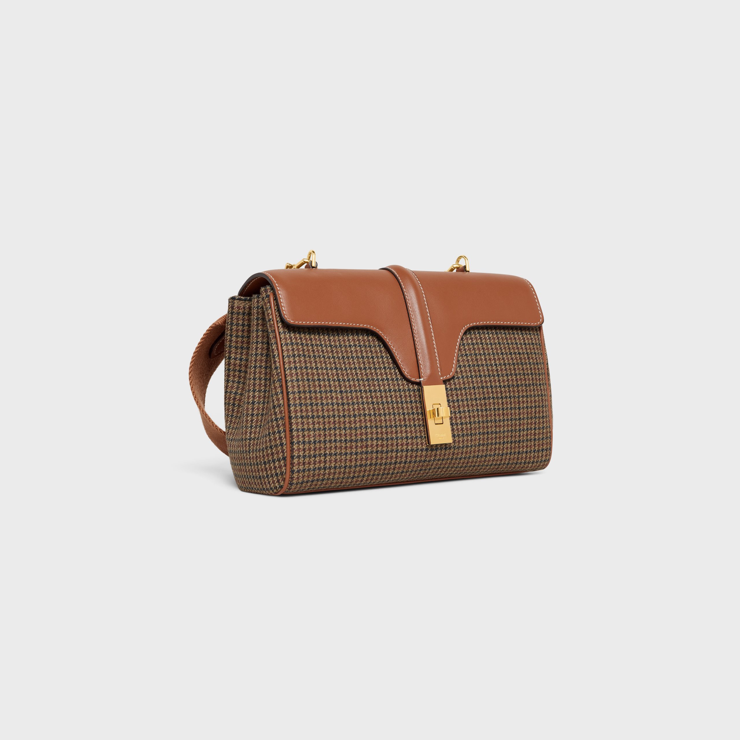 Celine Teen Soft 16 In Tweed And Calfskin – Beige / Tan – 196852DQ9.02ET