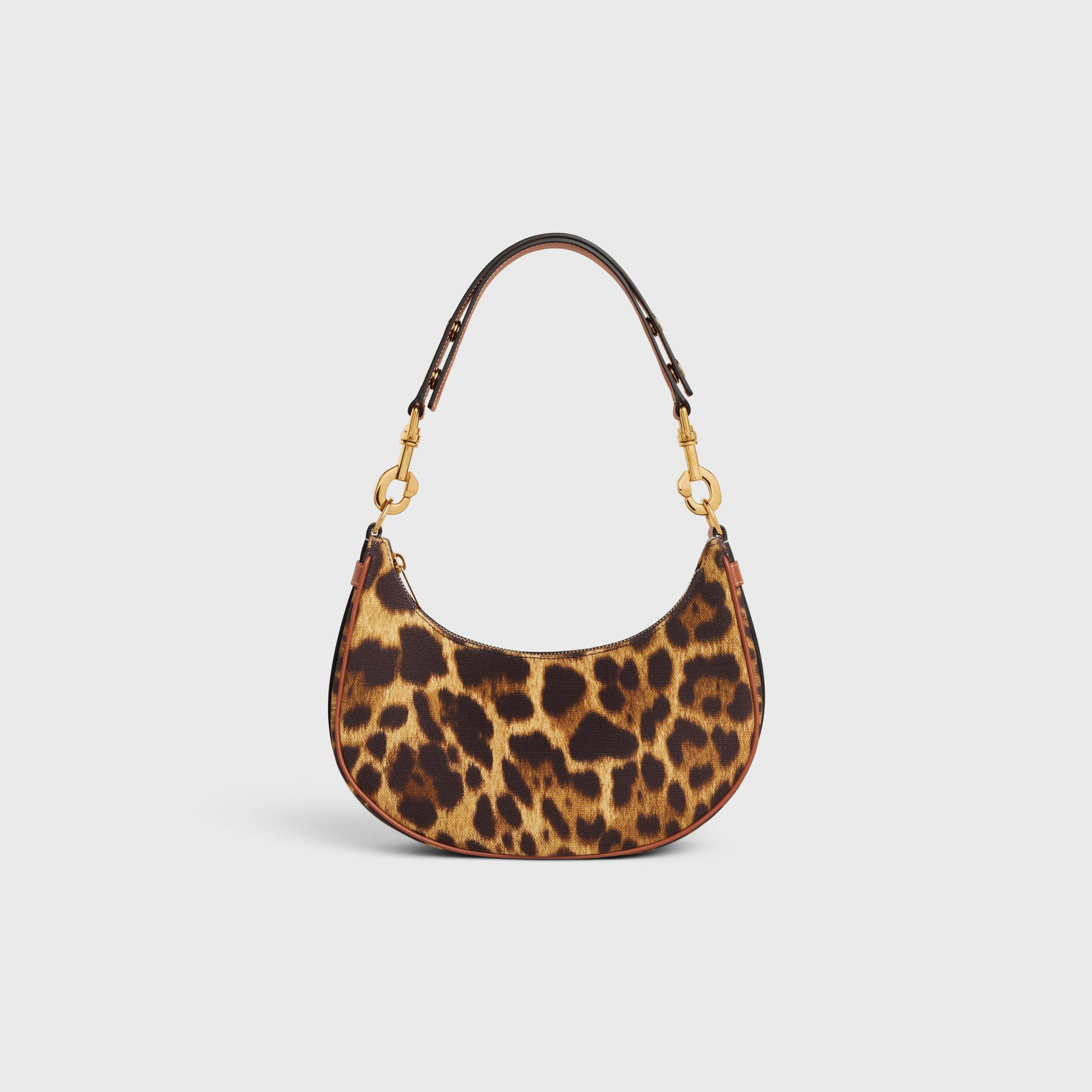 Celine Medium Ava Strap Bag In TEXTILE WITH LEOPARD PRINT – Natural / Tan – 196922EC5.02NT