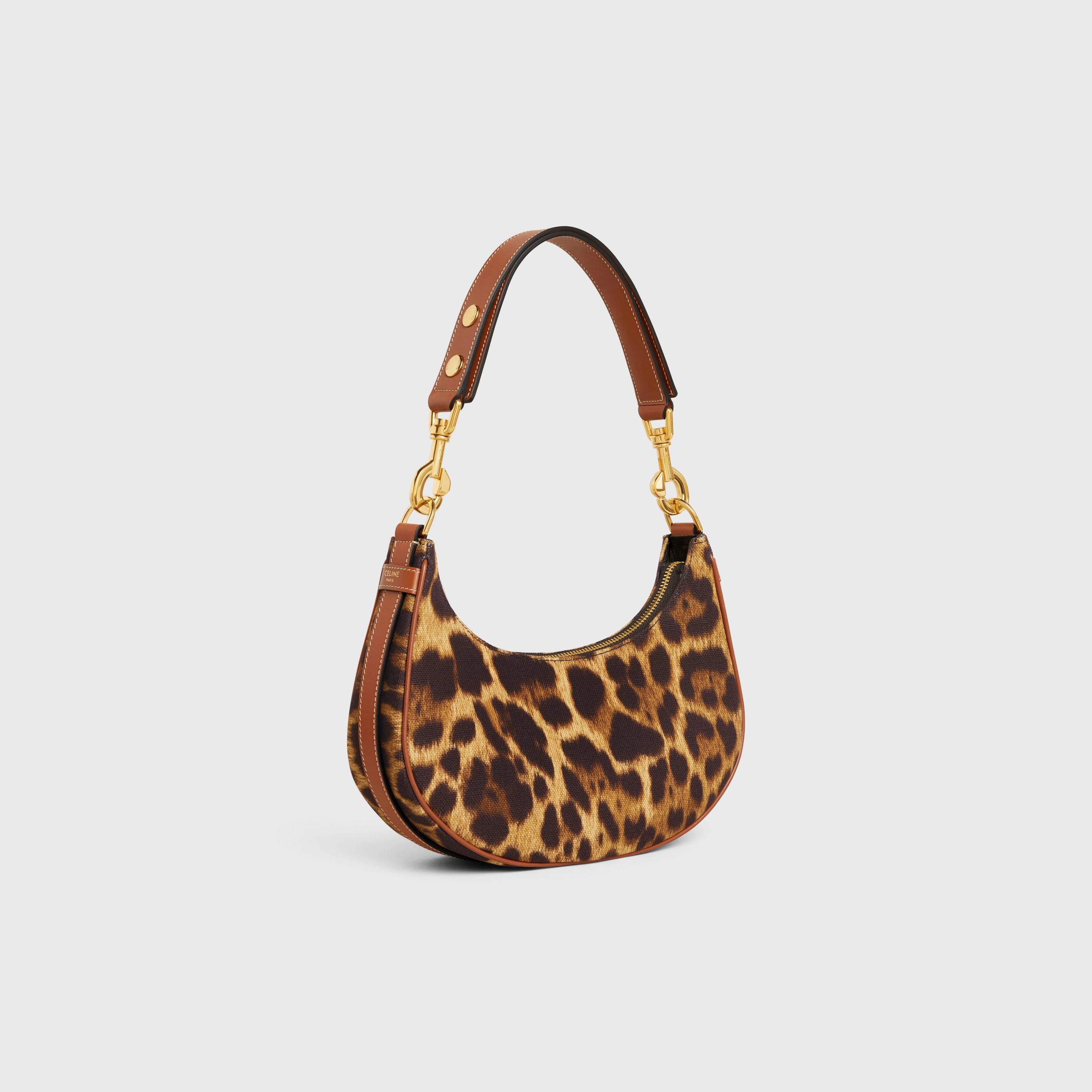 Celine Medium Ava Strap Bag In TEXTILE WITH LEOPARD PRINT – Natural / Tan – 196922EC5.02NT