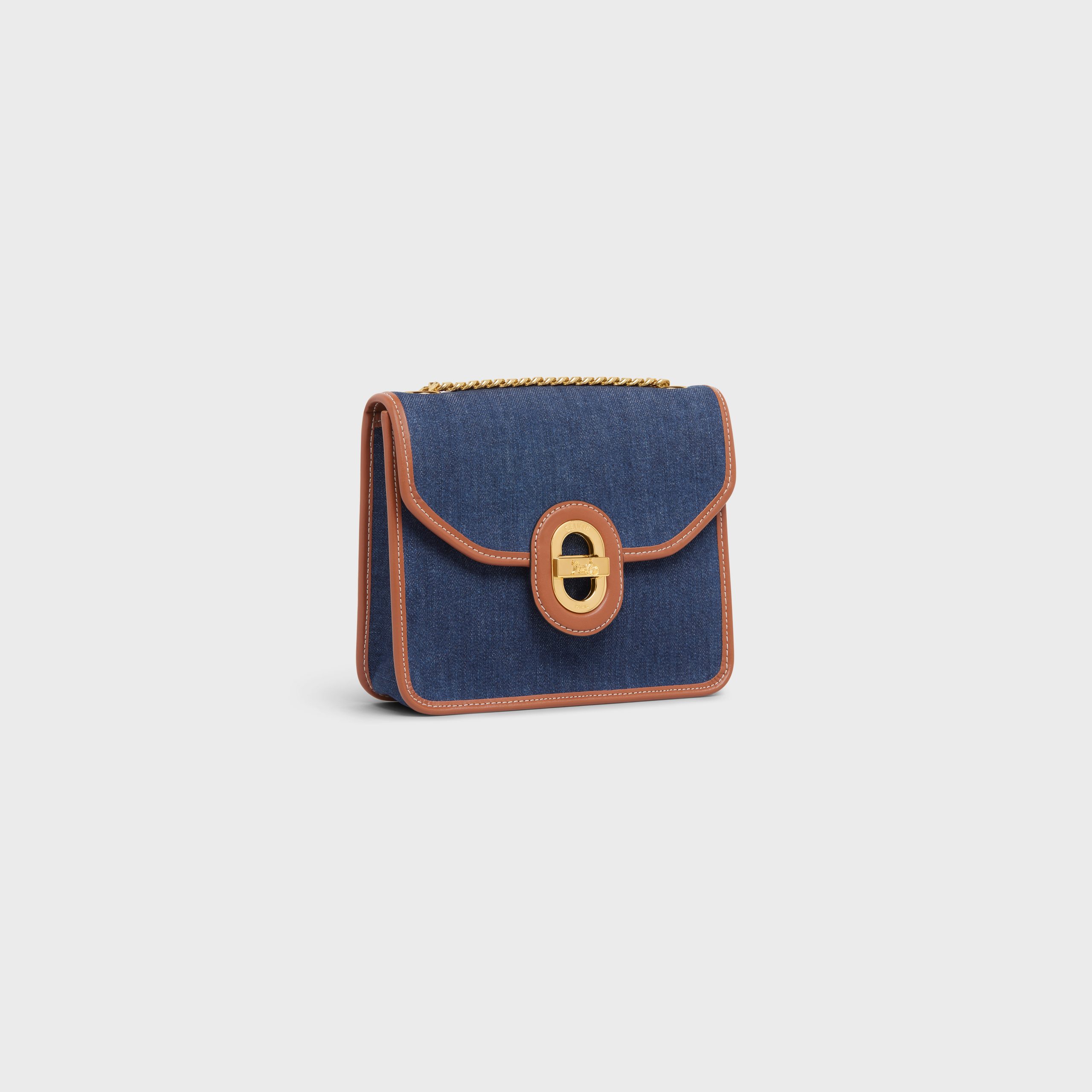 Celine Clutch Sulky In Denim And Calfskin – Navy / Tan – 196942DJY.07AT