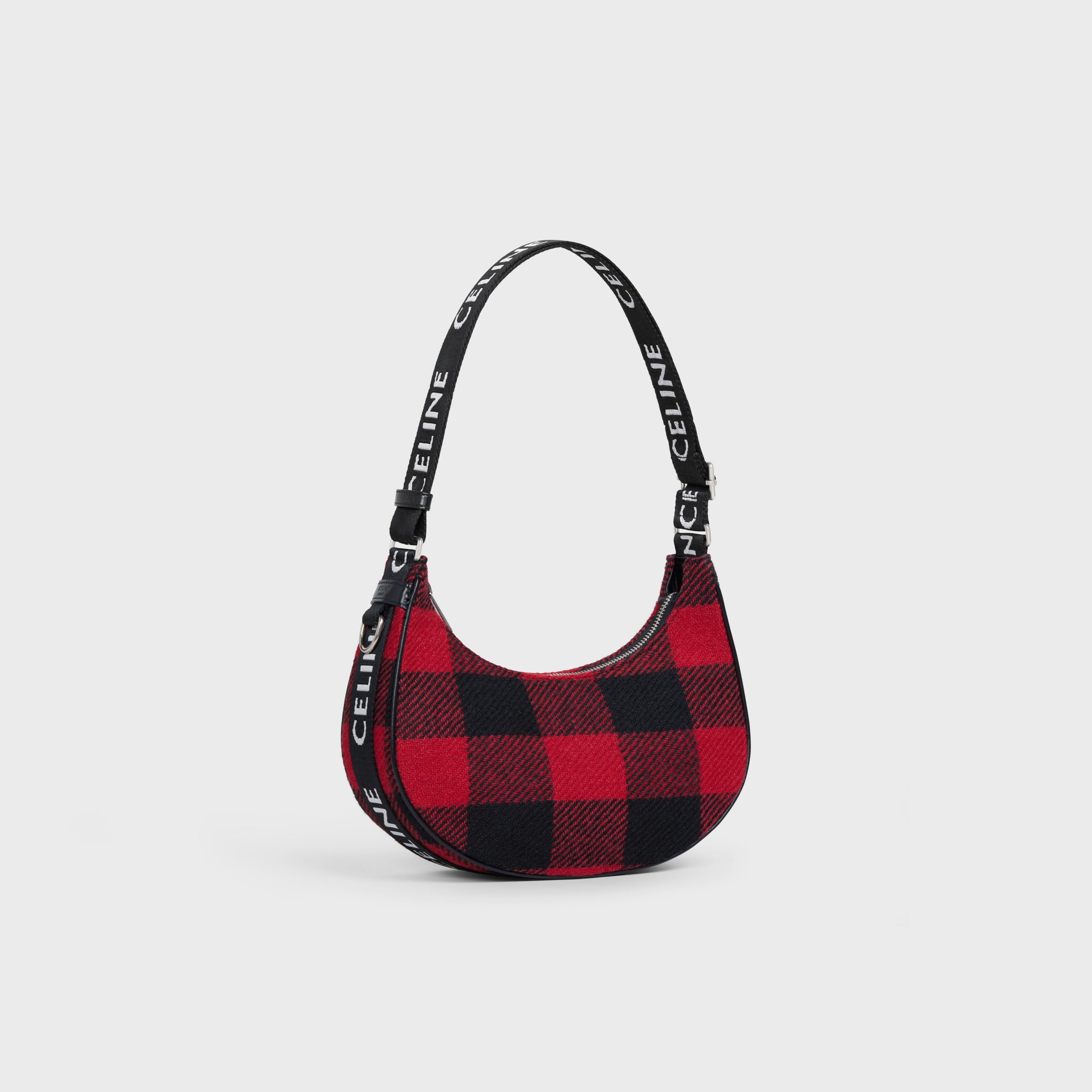 Celine Medium Ava Bag With Celine Strap In Textile And Calfskin – Red / Black – 196962DO2.27NO