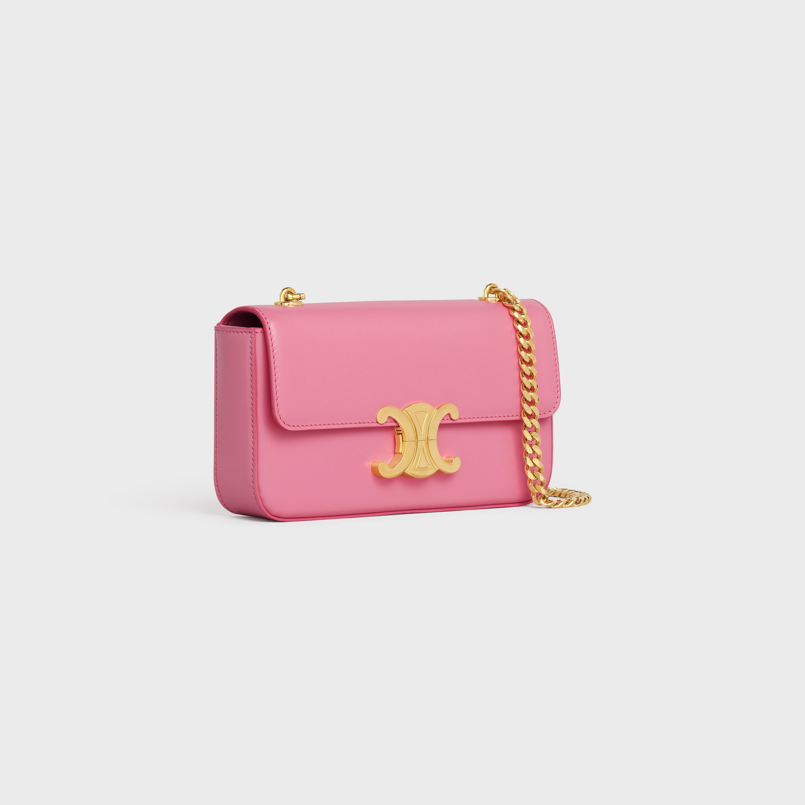 Celine CHAIN SHOULDER BAG Triomphe In Shiny Calfskin – Flamingo – 197993BF4.25FO