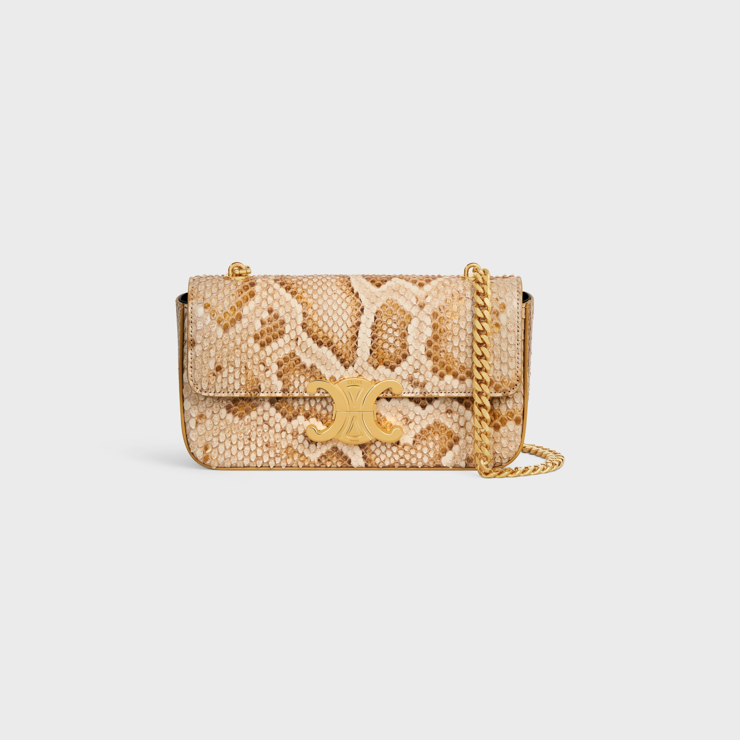 Celine CHAIN SHOULDER BAG Triomphe In PYTHON – Natural – 197994DFN.02VG