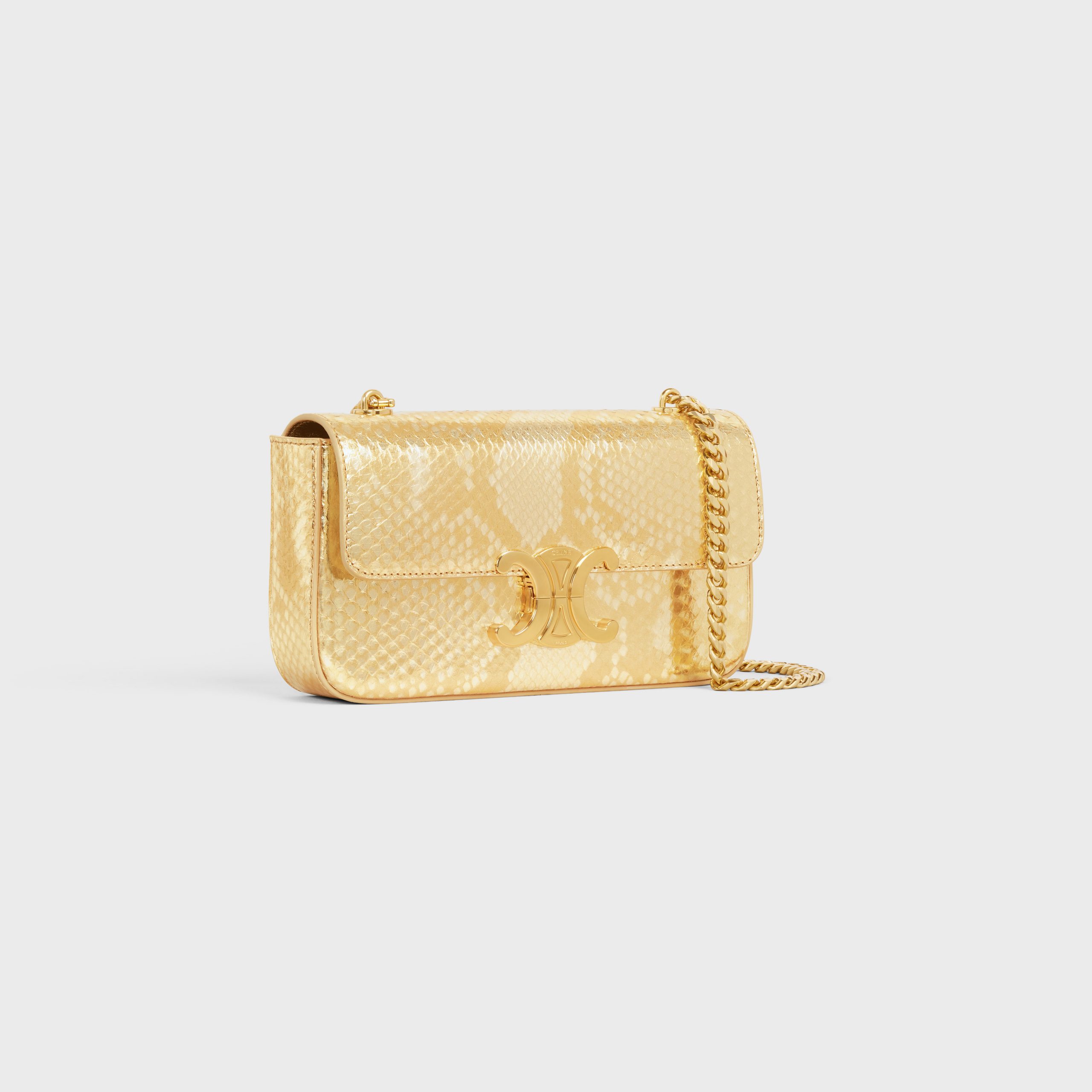 Celine CHAIN SHOULDER BAG Triomphe In PYTHON – Gold – 197994EC2.35OR