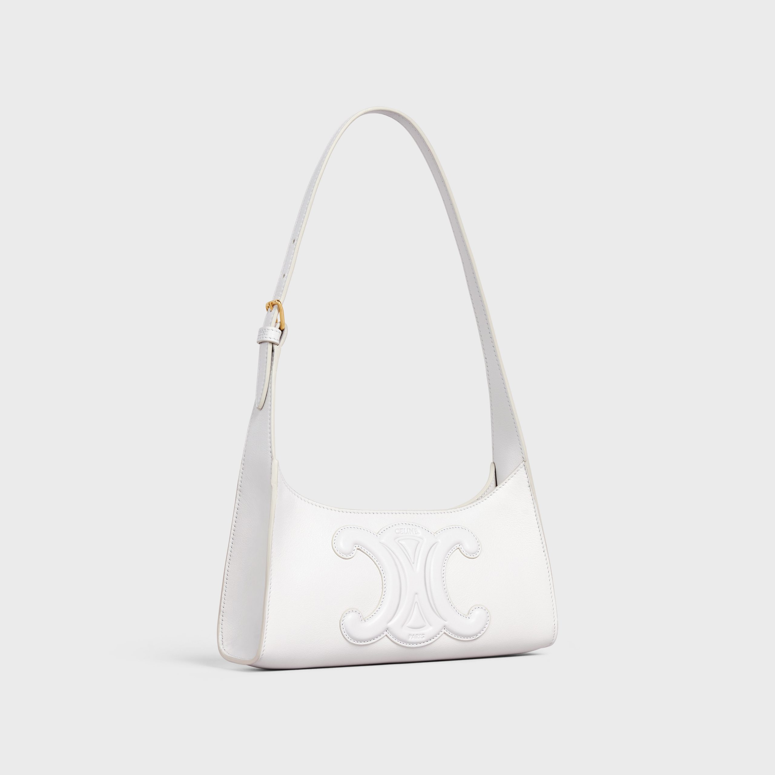 Celine SHOULDER BAG CUIR TRIOMPHE In Smooth Calfskin – White – 198153DU3.01BC