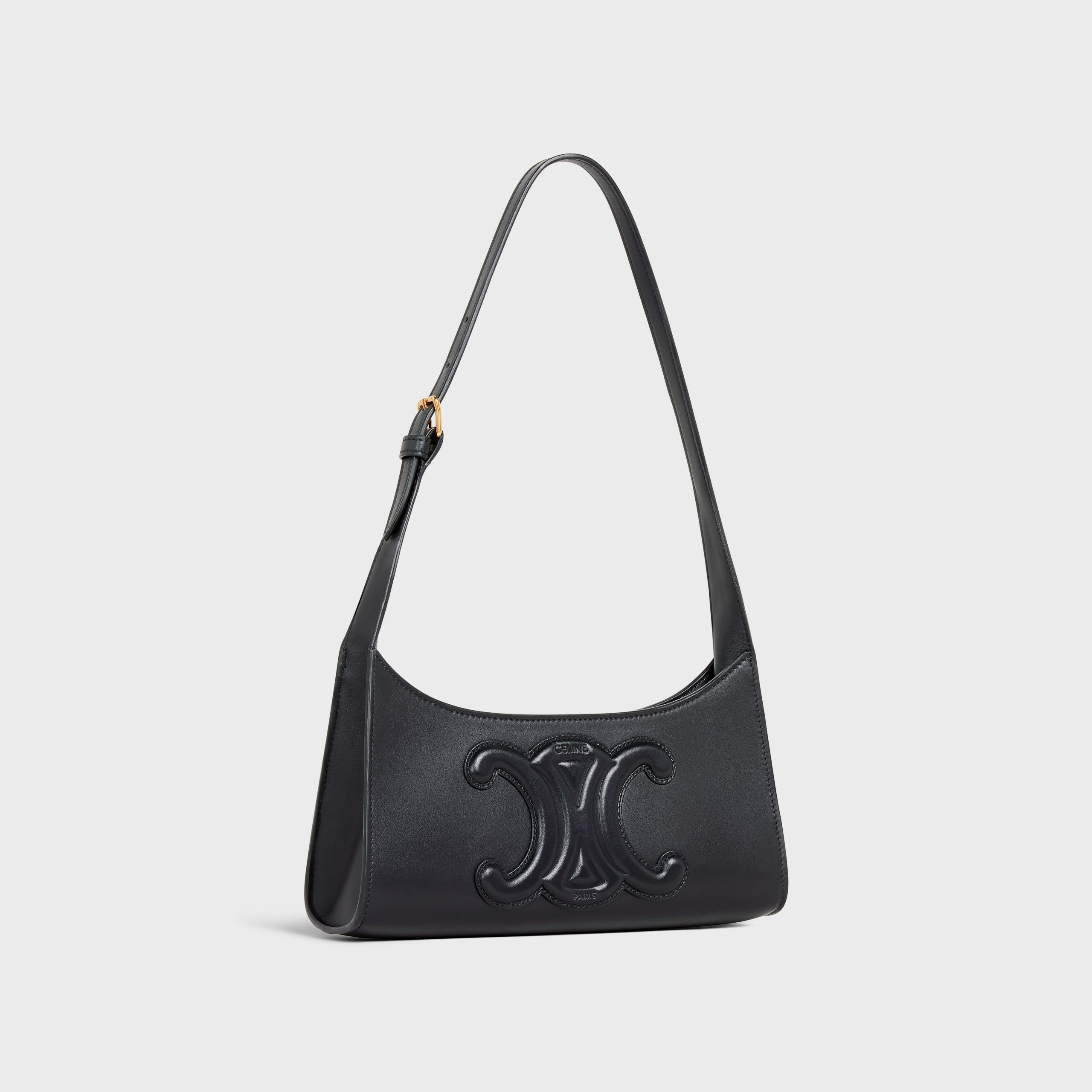 Celine SHOULDER BAG CUIR TRIOMPHE In Smooth Calfskin – Black – 198153DU3.38NO