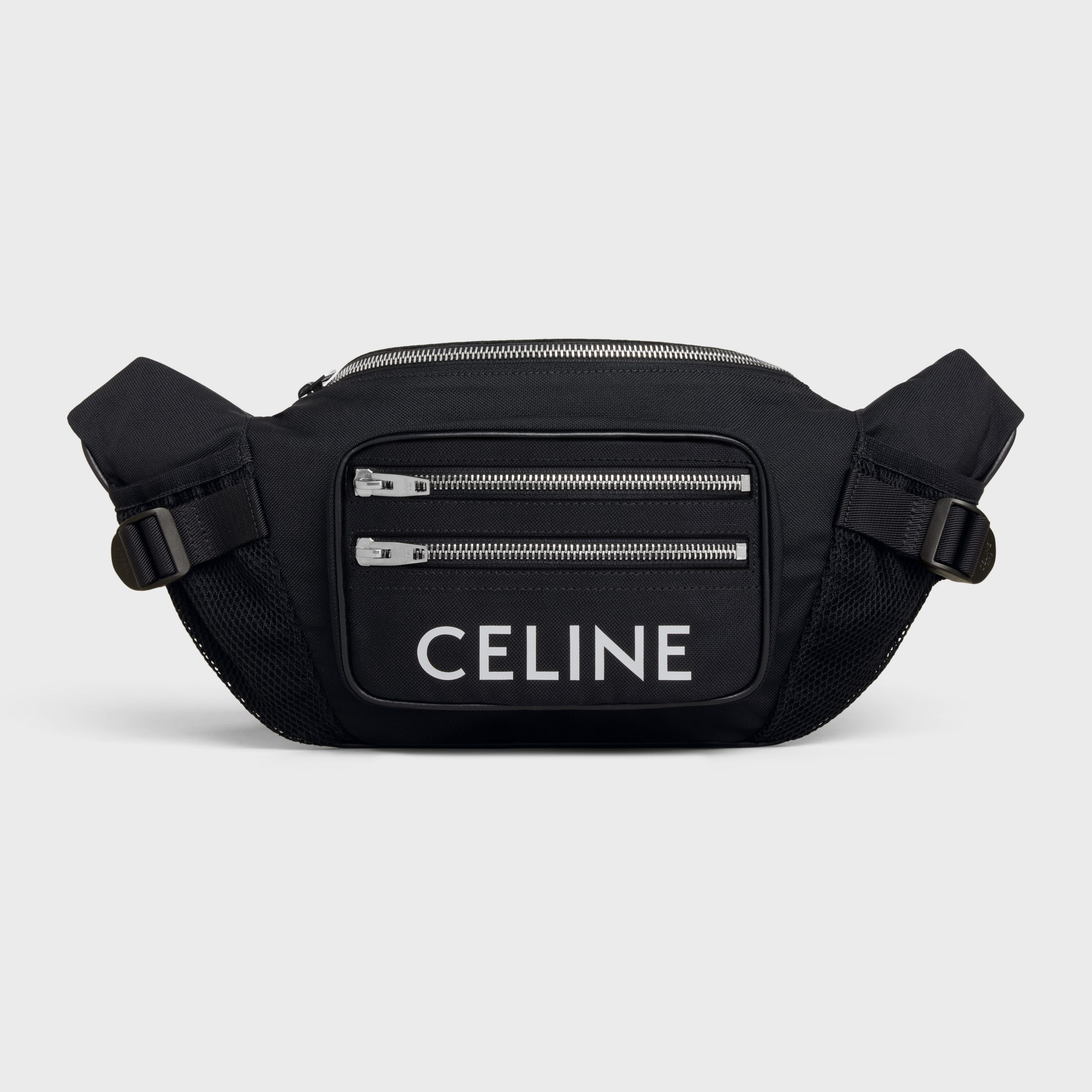 Celine LARGE ZIPPED BELT BAG TREKKING In Nylon With Celine Print – Black – 198682DMT.38SI