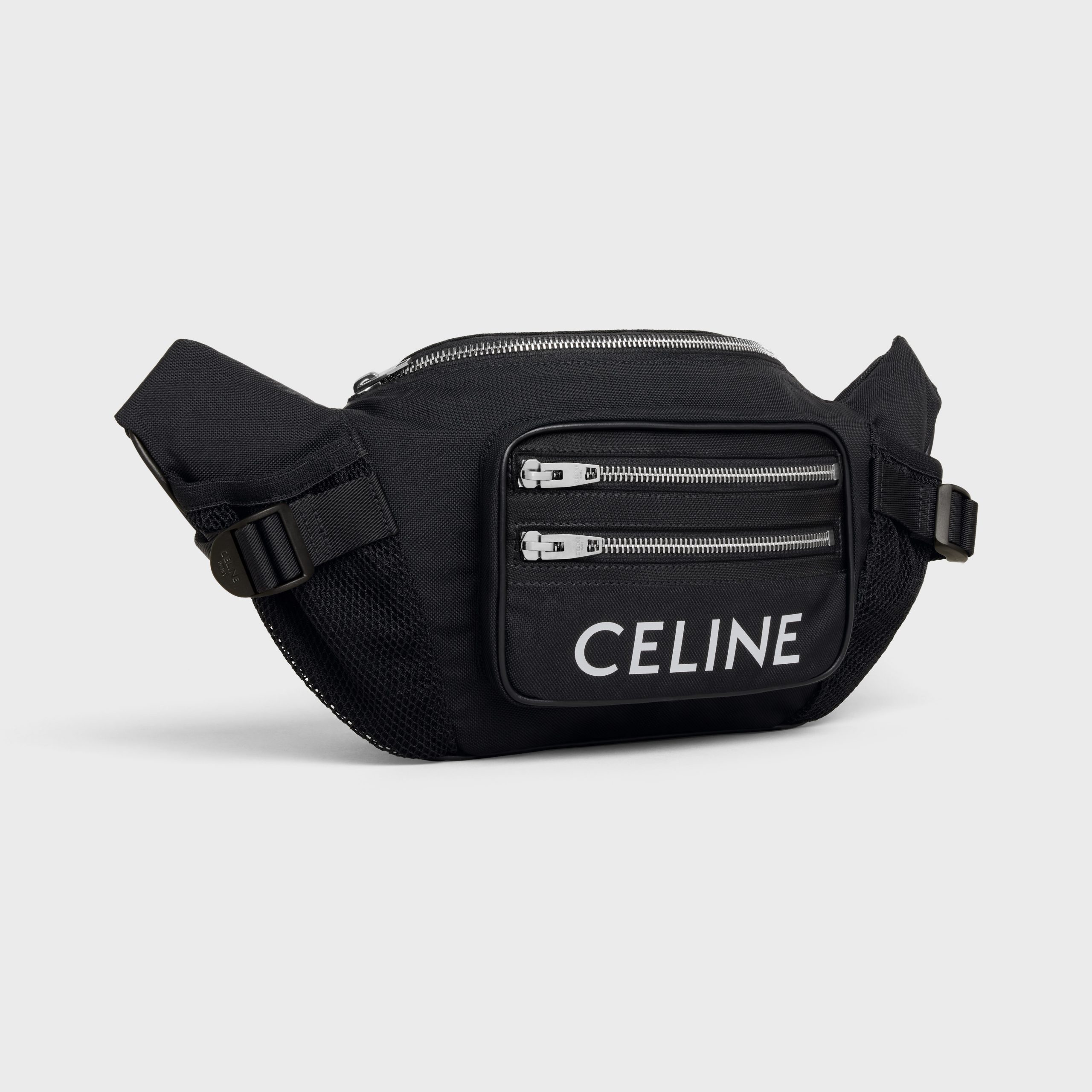 Celine LARGE ZIPPED BELT BAG TREKKING In Nylon With Celine Print – Black – 198682DMT.38SI