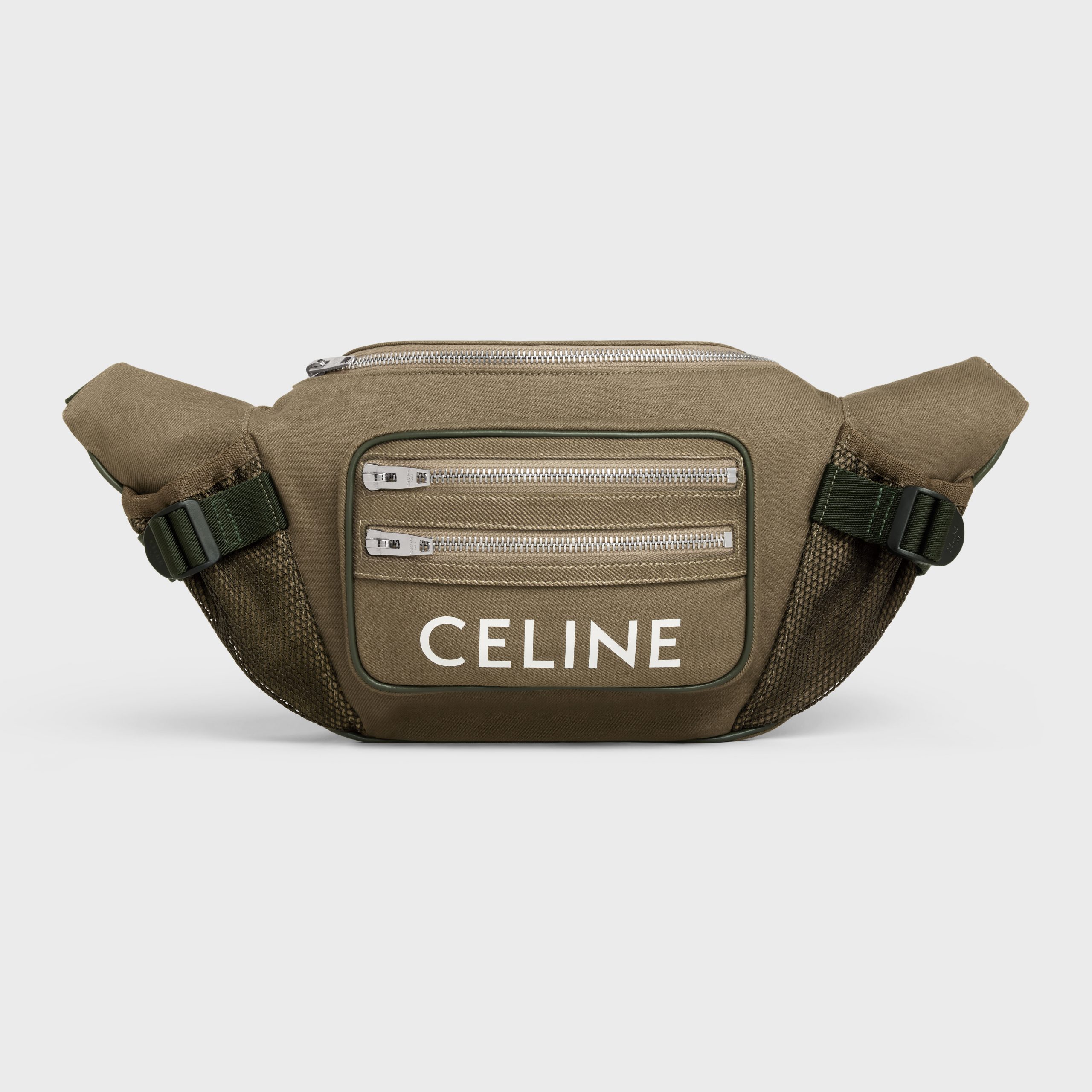 Celine LARGE ZIPPED BELT BAG TREKKING In Cotton Gabardine With Celine Print – Khaki – 198682DO8.15KH