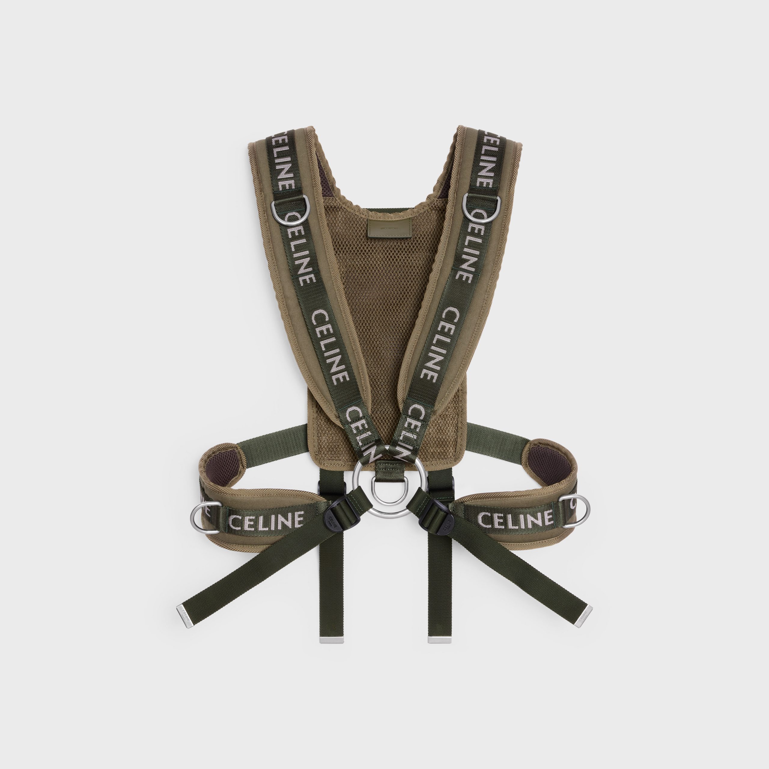 Celine HARNESS TREKKING In Cotton Gabardine With Celine Print – Khaki – 198832DO8.15KH