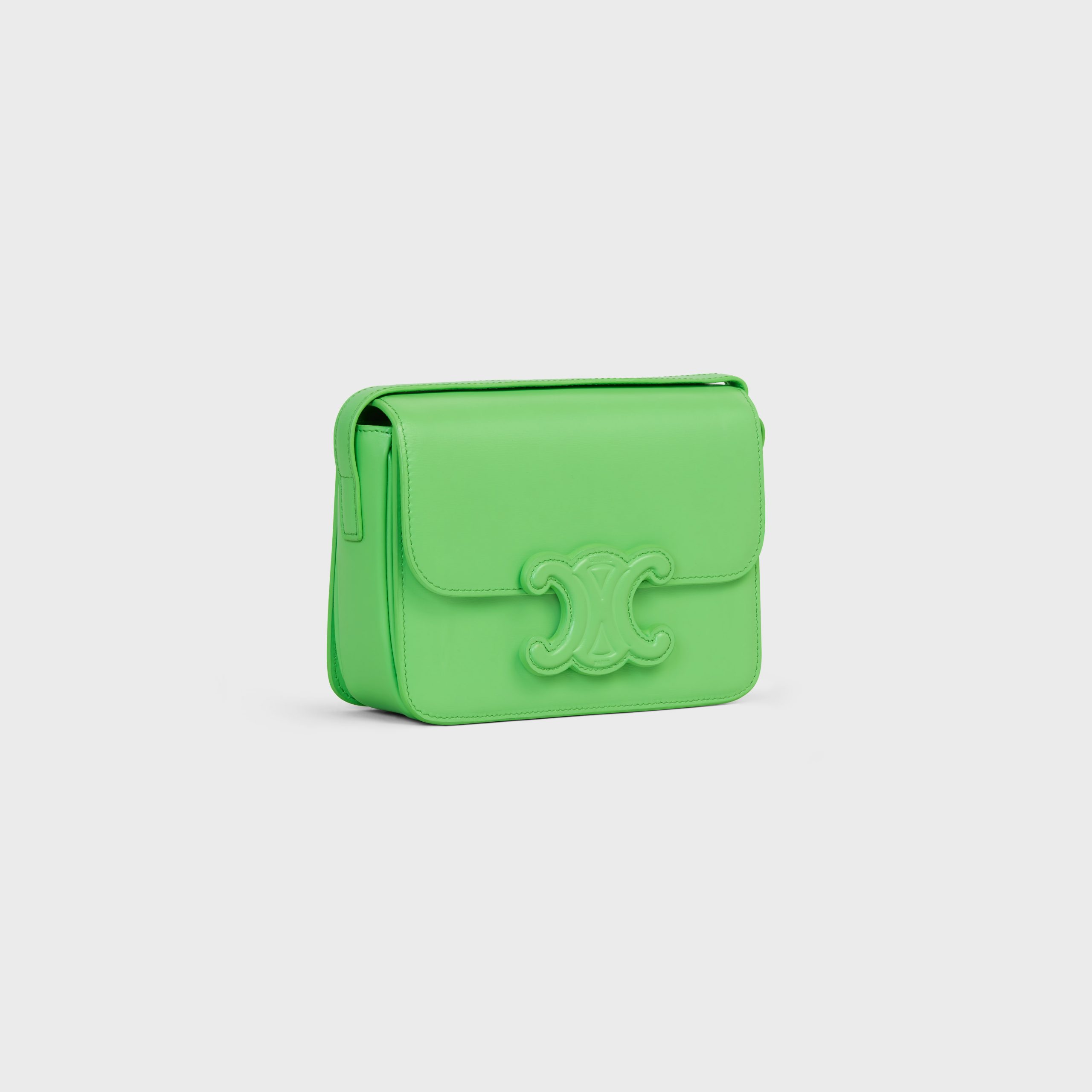 Celine TEEN CUIR TRIOMPHE BAG In Shiny Calfskin – Bright Green – 199233BF4.30BG