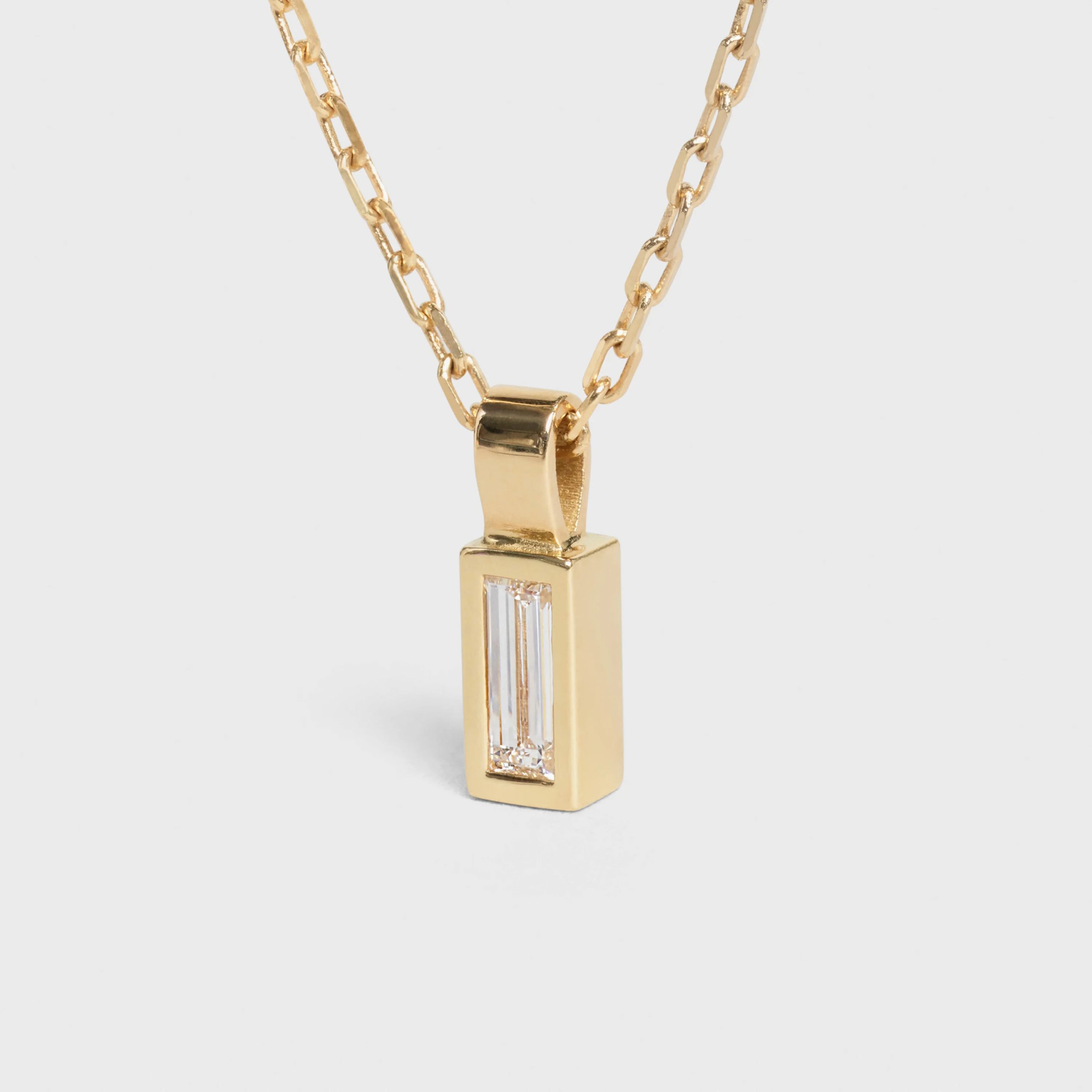 Celine Celine Sentimental Baguette Necklace In Yellow Gold And Diamond – Yellow Gold And White – 46P066GYD.37YW