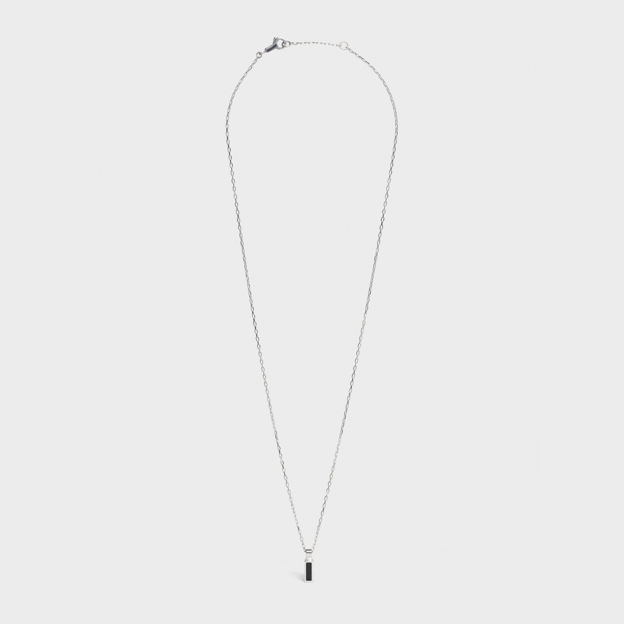 Celine Celine Sentimental Baguette Necklace In White Gold And Onyx – White Gold & Black – 46P266GWO.37WB