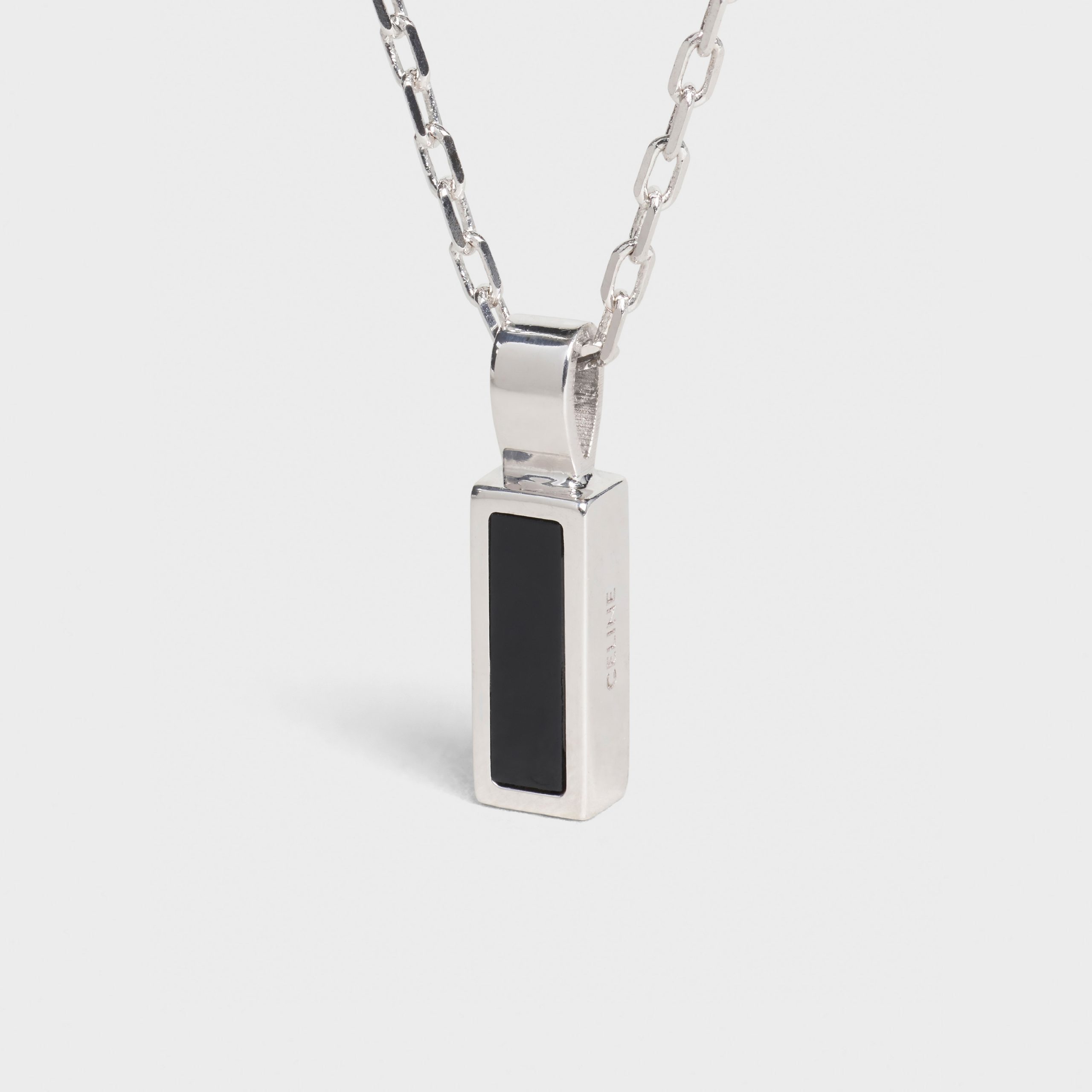 Celine Celine Sentimental Baguette Necklace In White Gold And Onyx – White Gold & Black – 46P266GWO.37WB